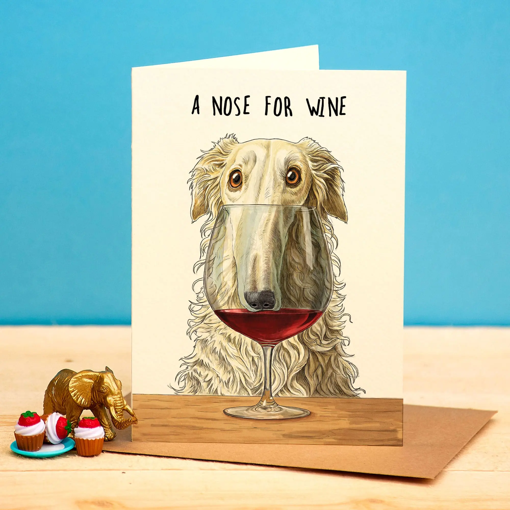 Eine Nase für Wein – Lustige Hundekarte