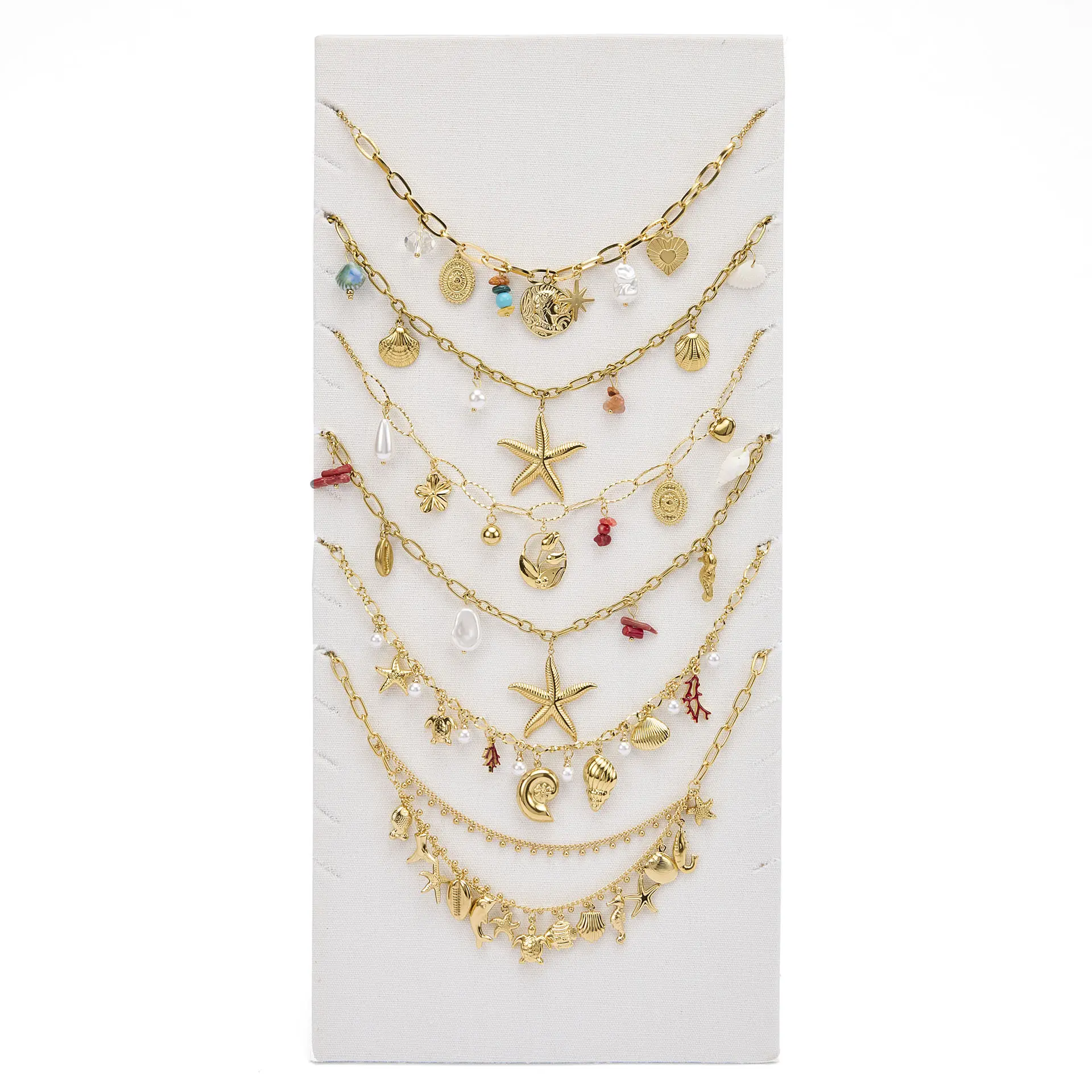 Display stand for 18 stainless steel necklaces with charms