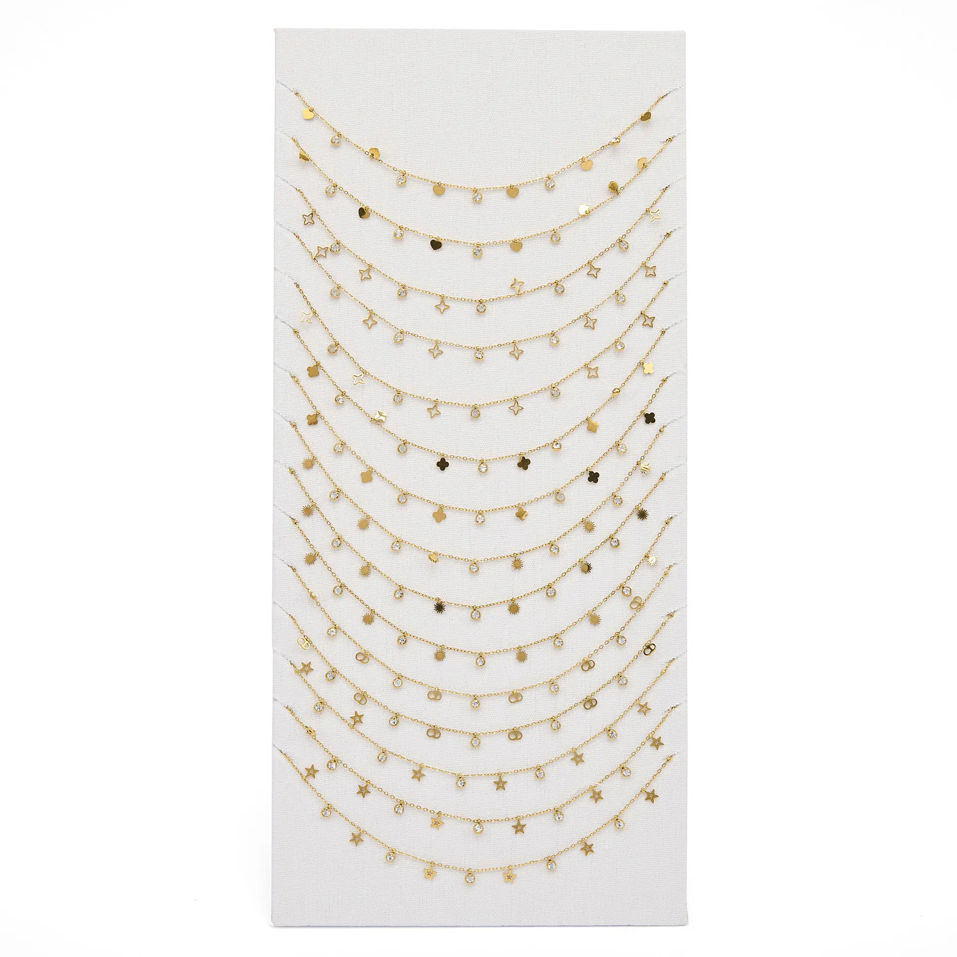 Display stand for 15 stainless steel necklaces