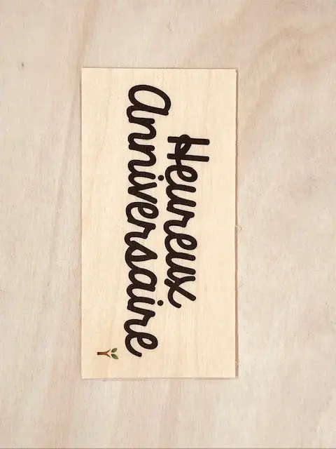 Carte en bois Heureux anniversaire