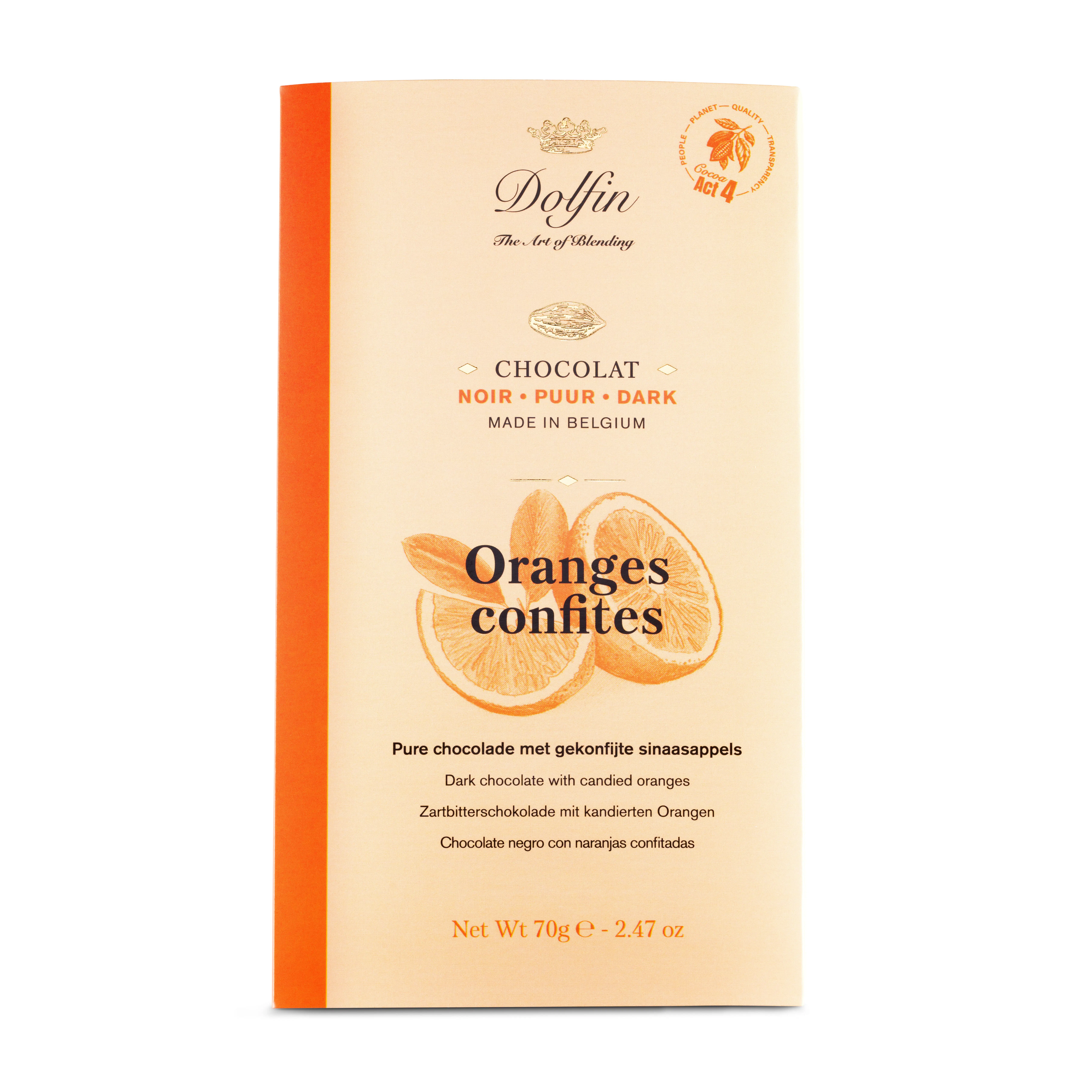 Tablette de Chocolat Noir & oranges confites – 70 g