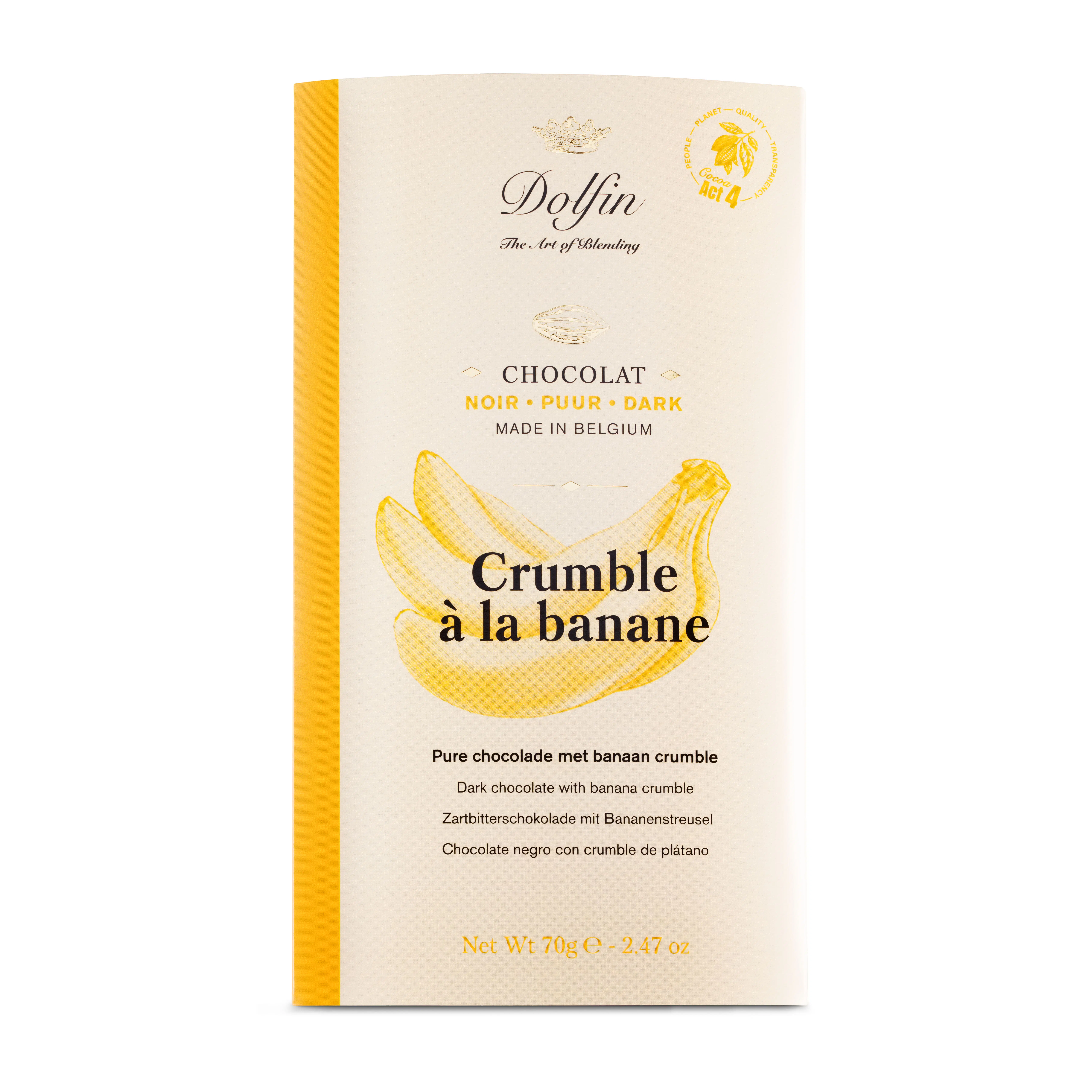 Tablette de Chocolat Noir & crumble à la banane – 70 g