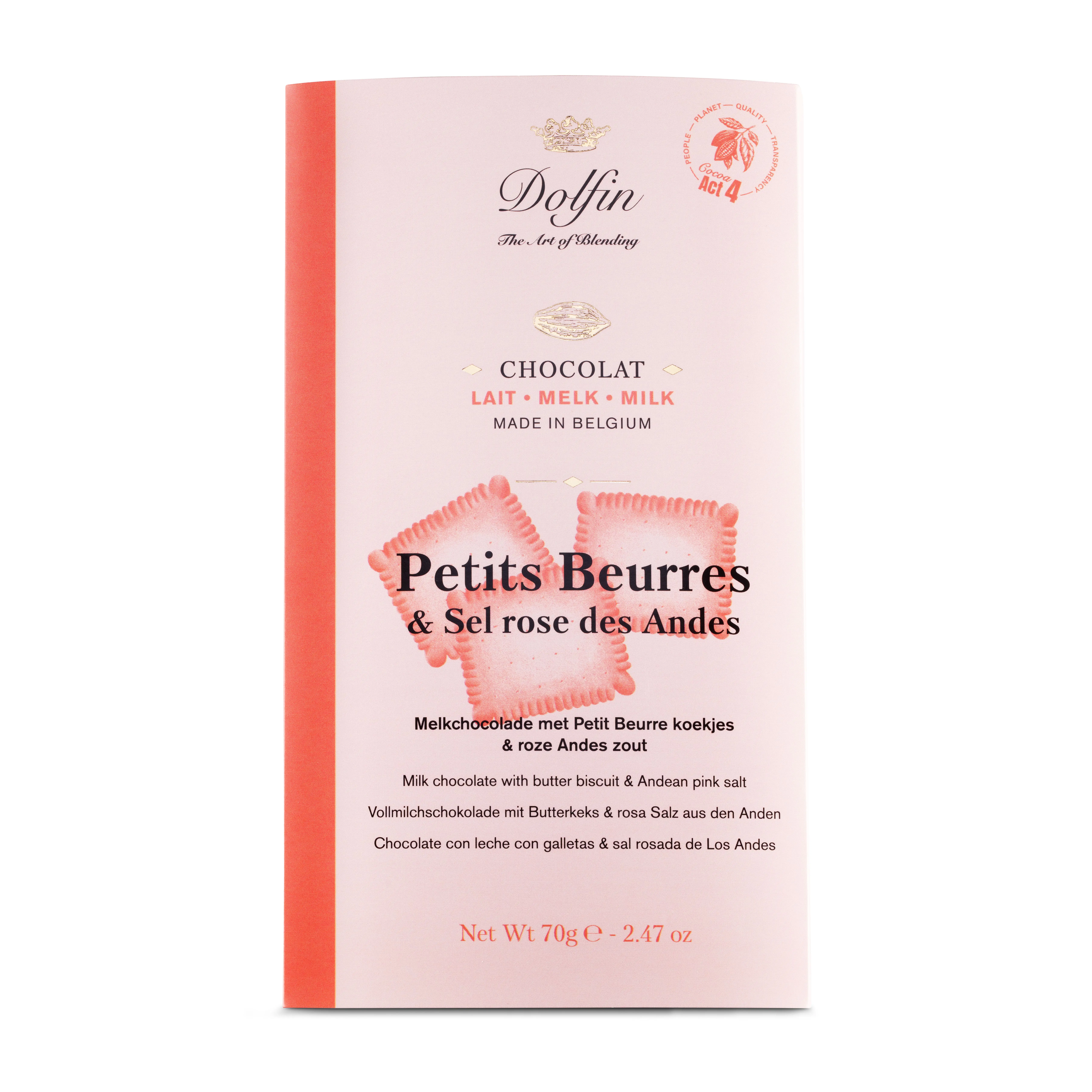 Tablette de Chocolat au Lait petits beurres & sel rose des Andes – 70 g