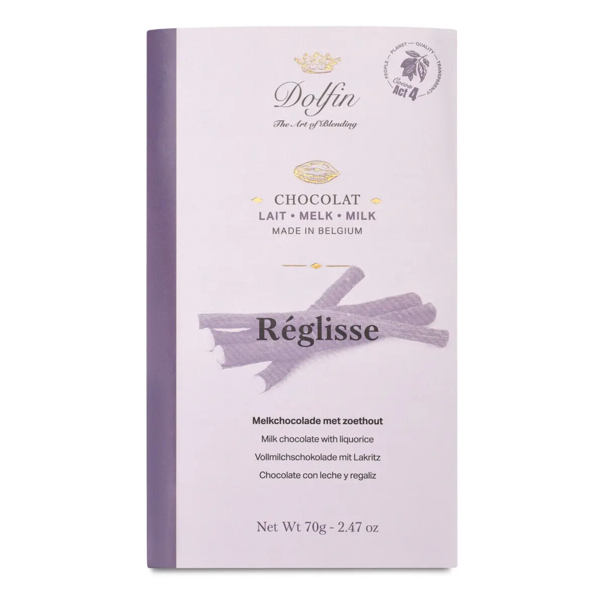 Tablette de Chocolat au Lait & réglisse – 70 g