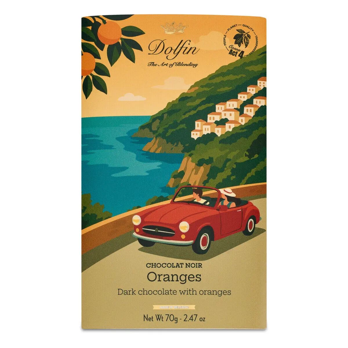 Tablette de chocolat Noir & oranges – 70 g –  "Vintage Summer"