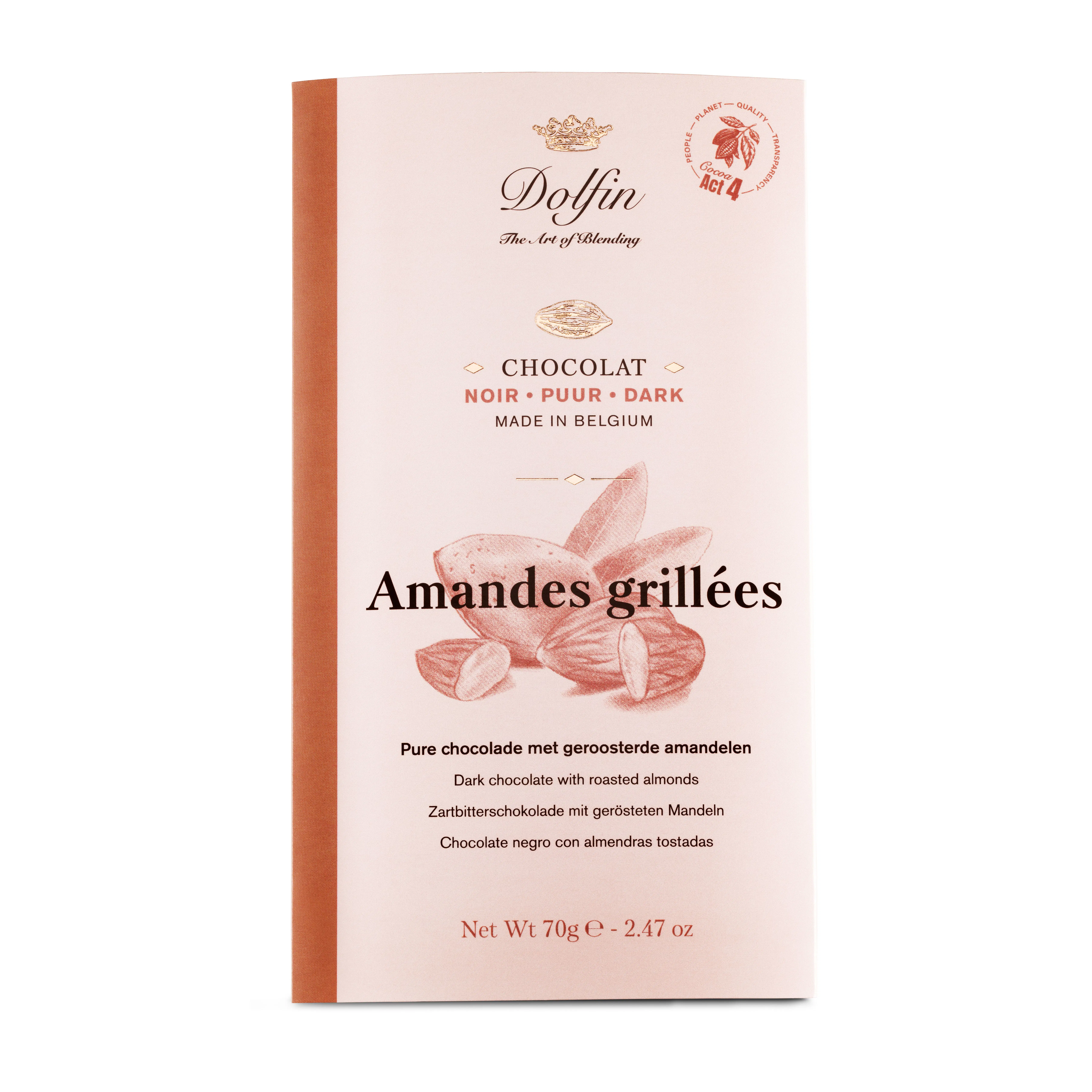Tablette de Chocolat Noir & amandes grillées – 70 g