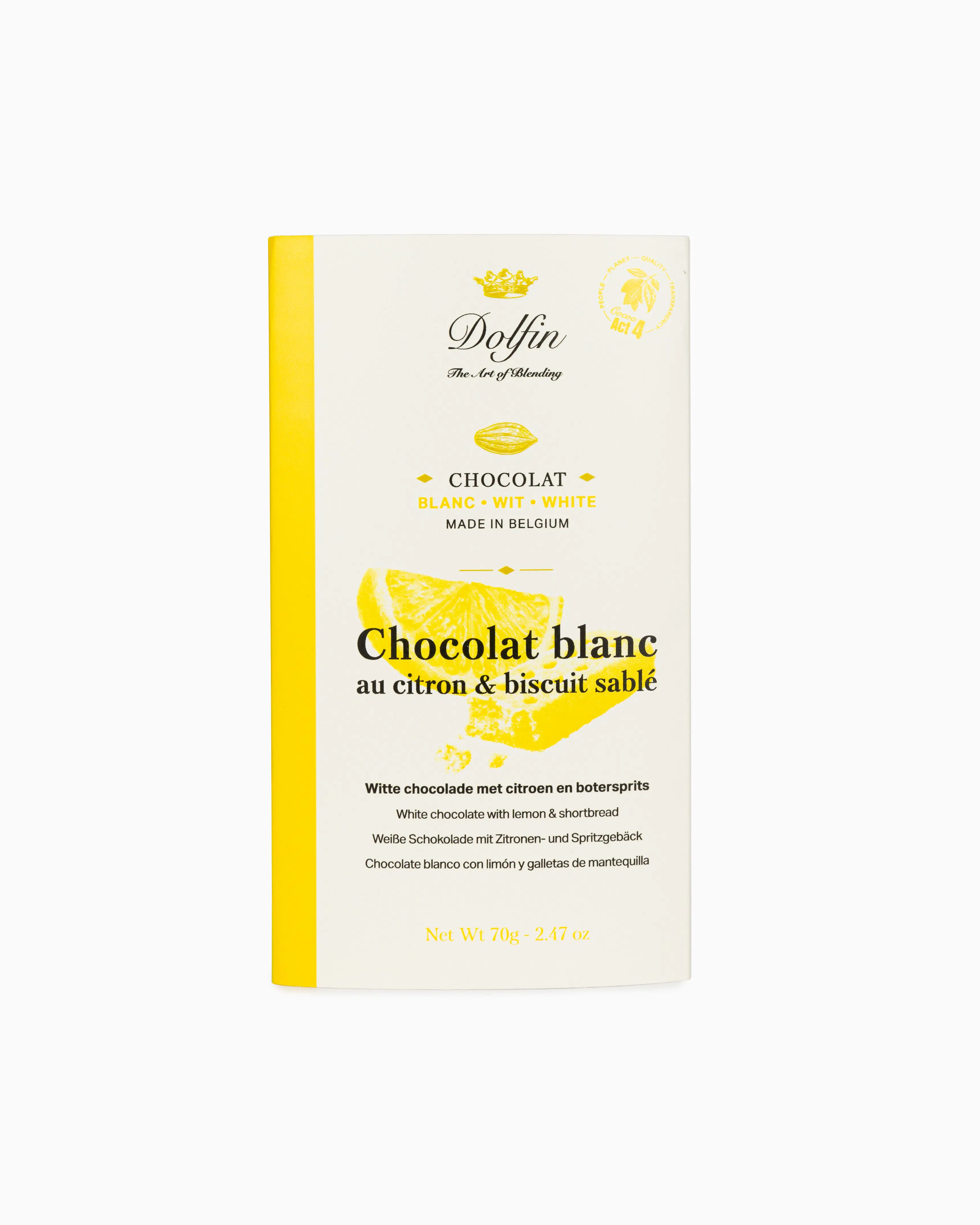 Tablette de Chocolat Blanc citron et biscuit sablé – 70 g
