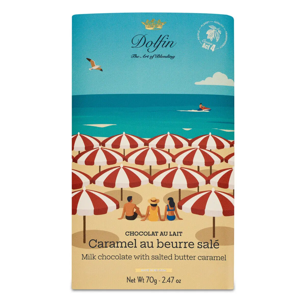 Tablette de Chocolat au Lait -& caramel au beurre salé – 70 g –  "Vintage Summer"