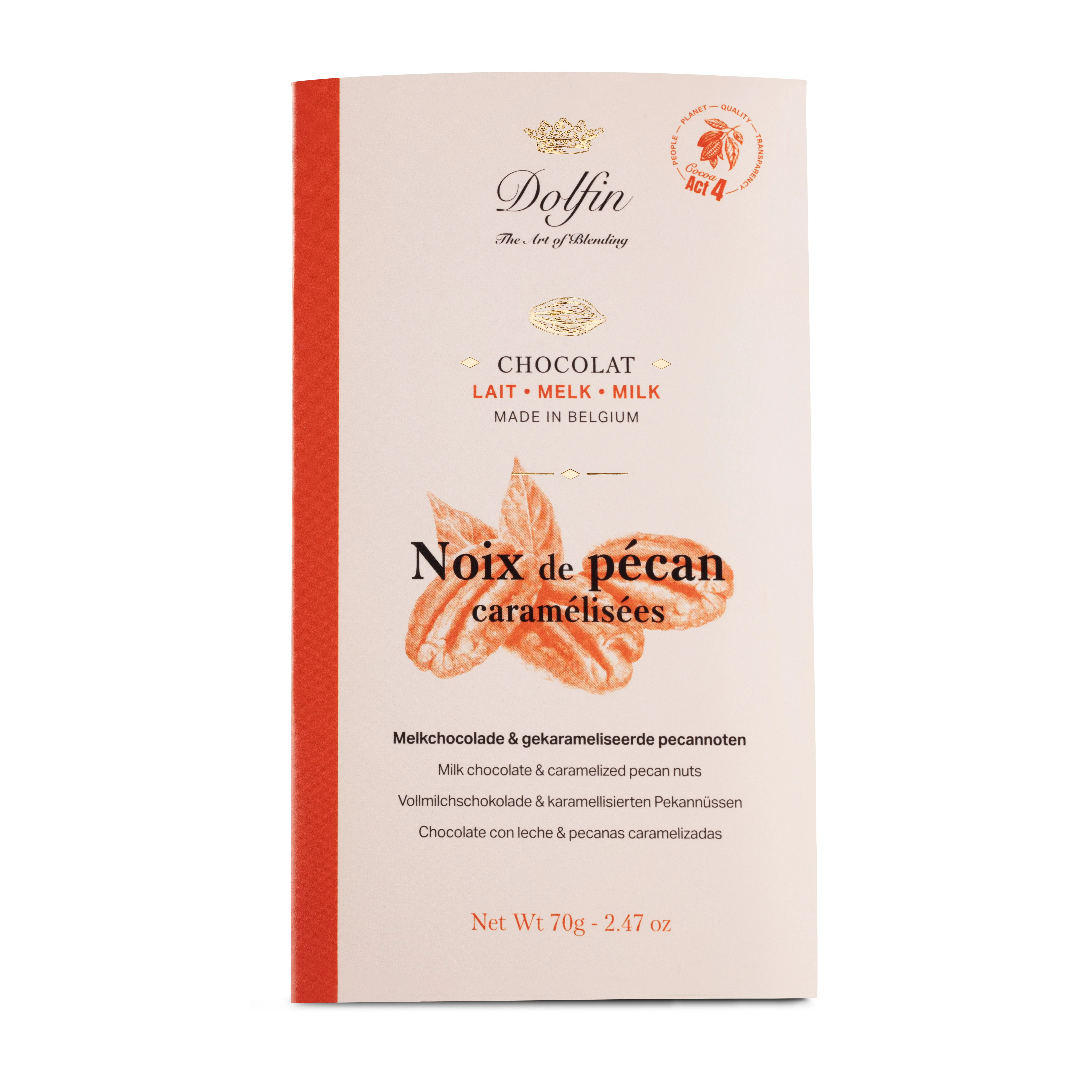 Tablette de Chocolat au Lait & noix de pécan caramélisées – 70 g