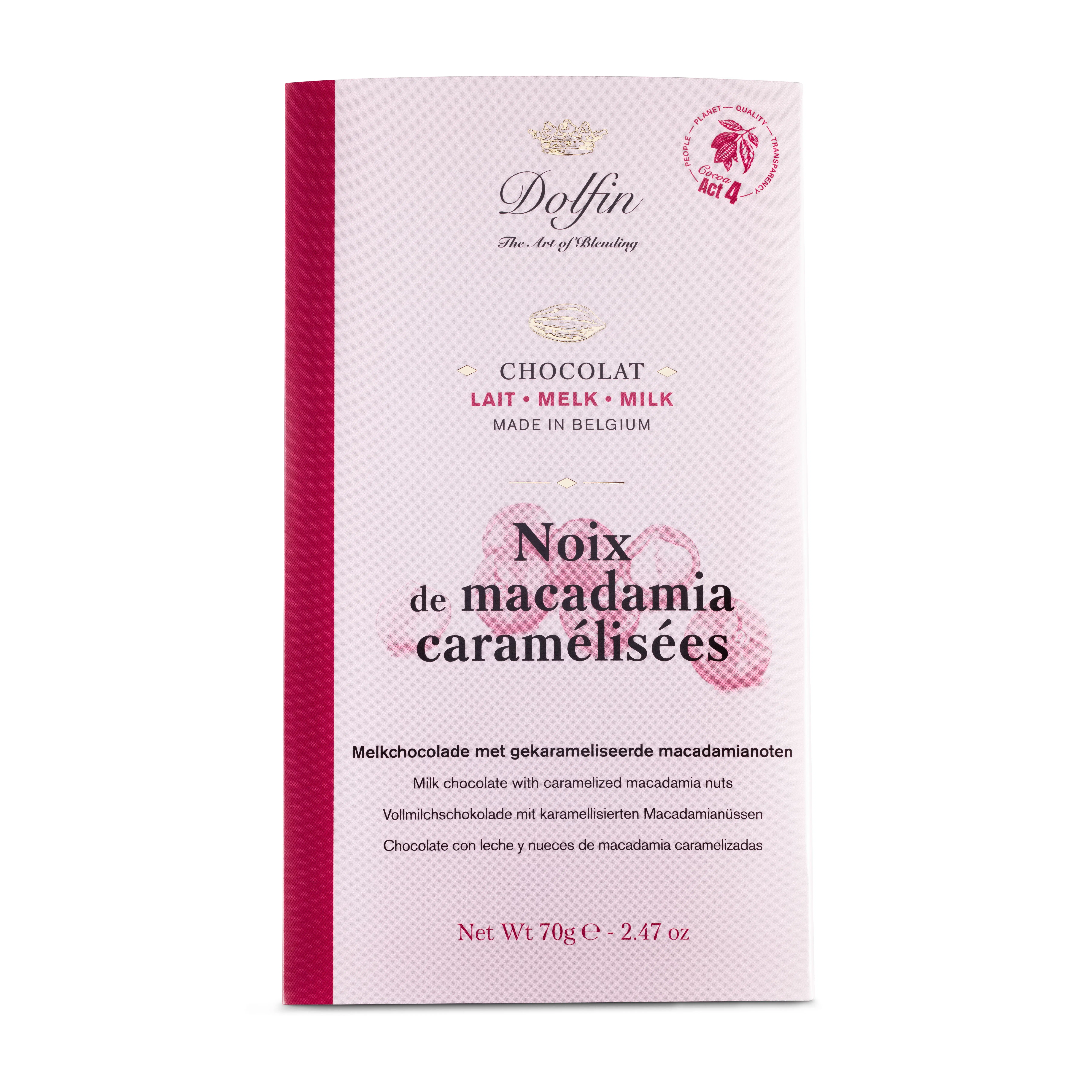 Tablette de Chocolat au Lait & noix de macadamia caramélisées - 70g