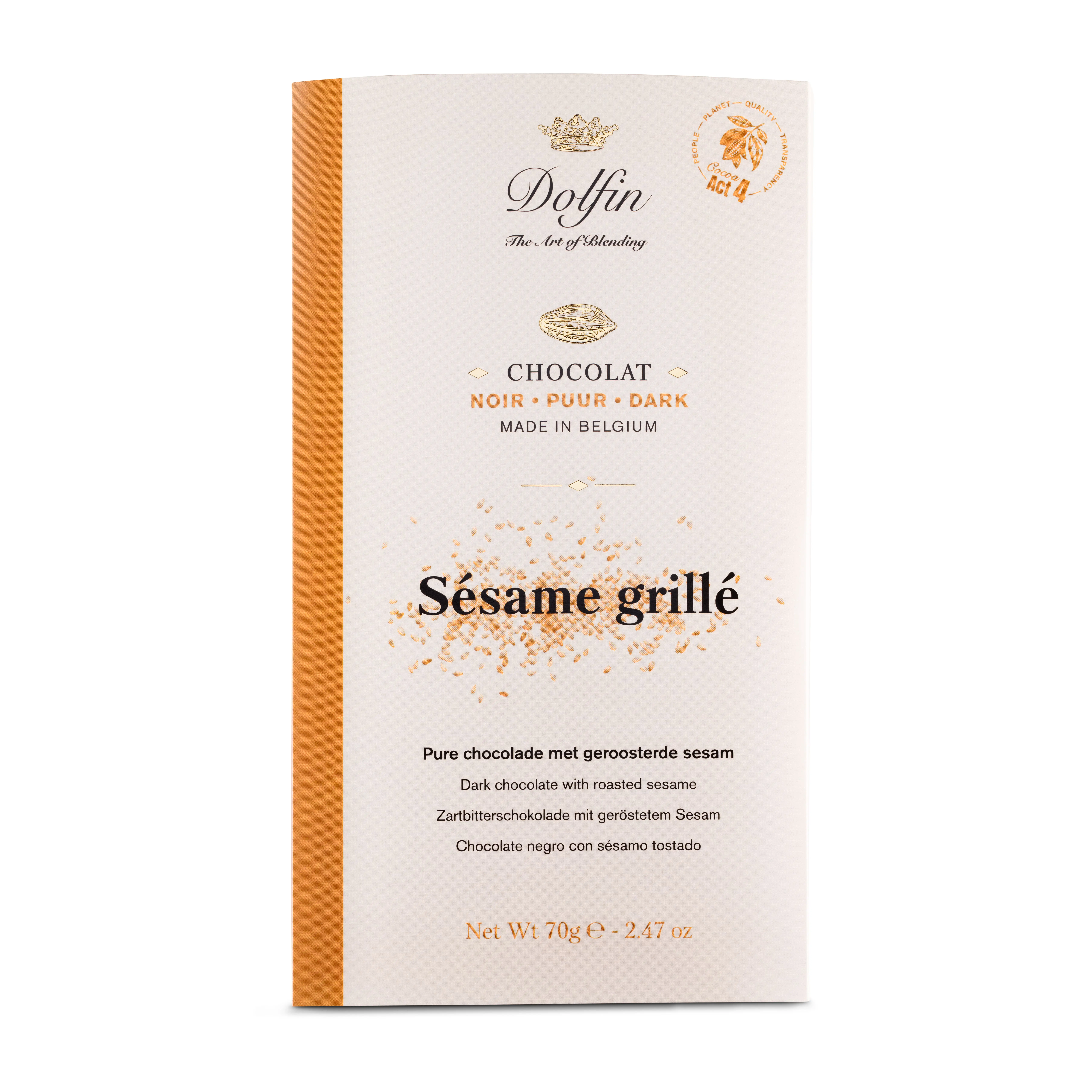 Tablette de Chocolat Noir & sésame grillé – 70 g