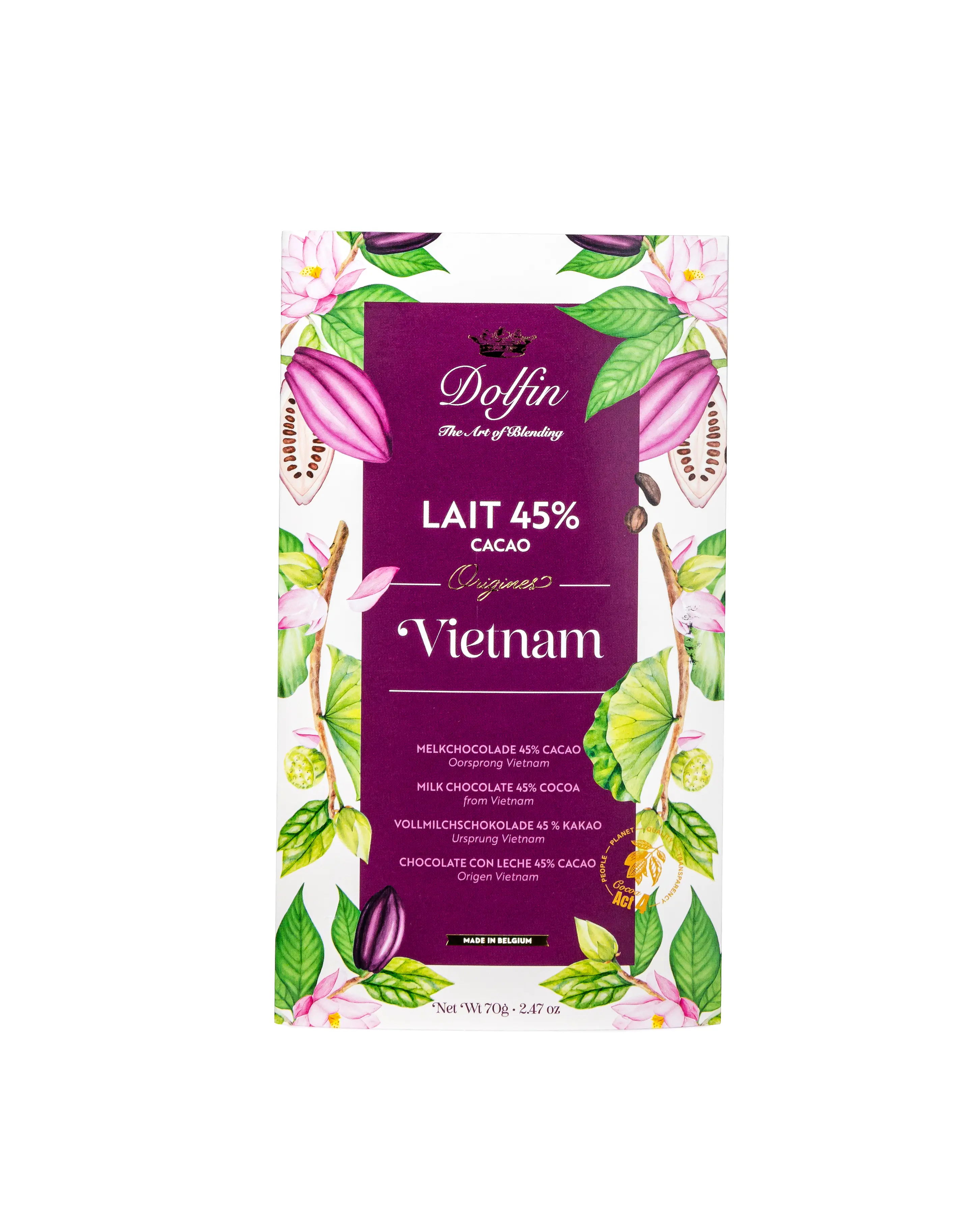 Tablette de Chocolat au Lait Vietnam 45% – 70 g –  Origines