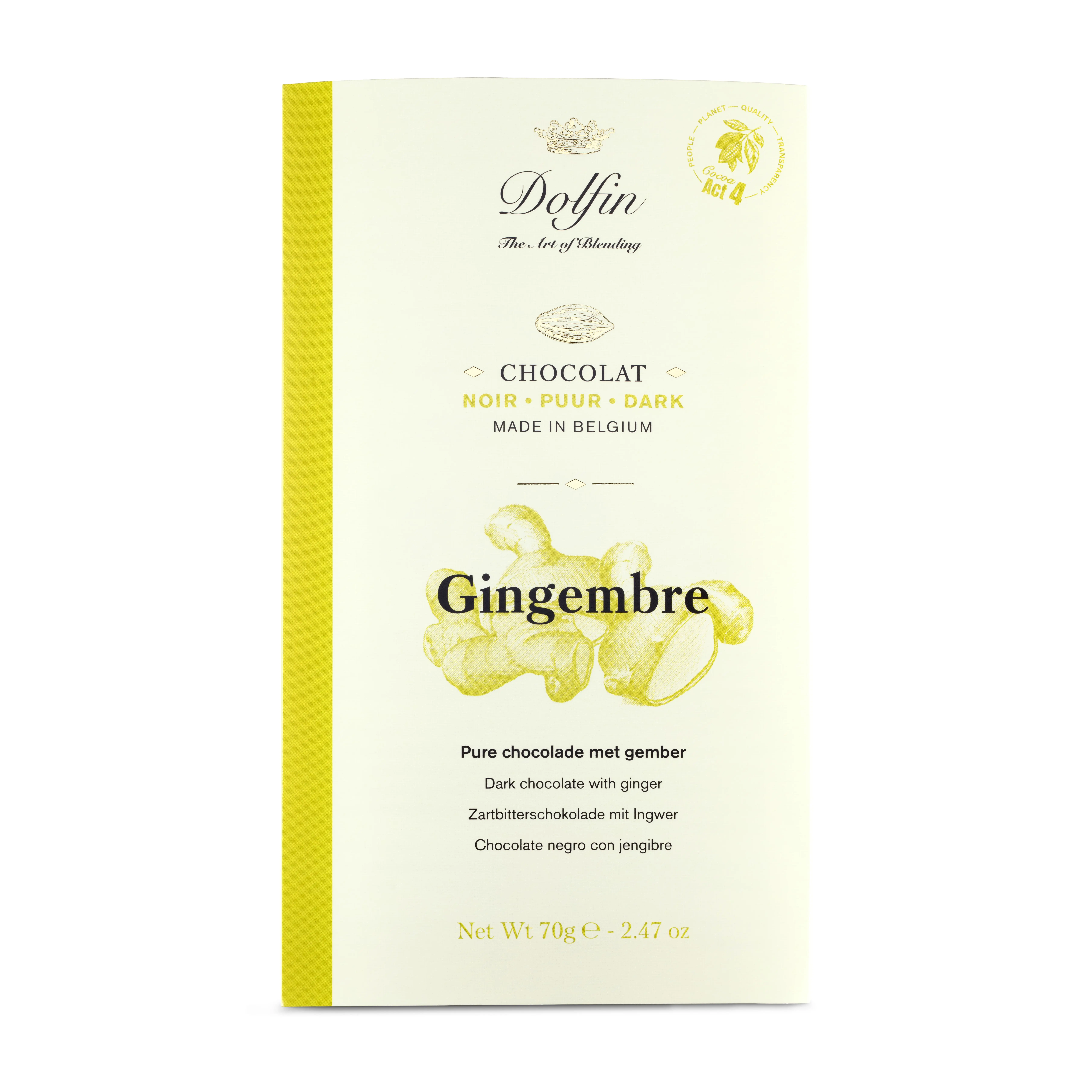 Tablette de Chocolat Noir & gingembre frais – 70 g