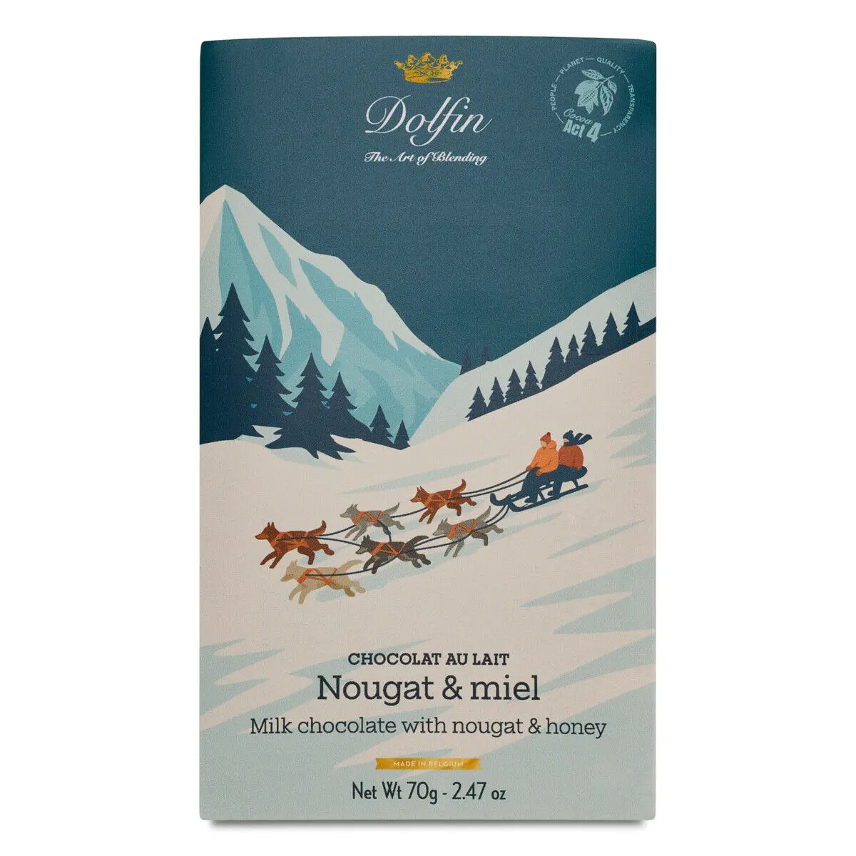 Tablette de Chocolat au Lait nougat & miel – 70 g –  "Vintage Winter"