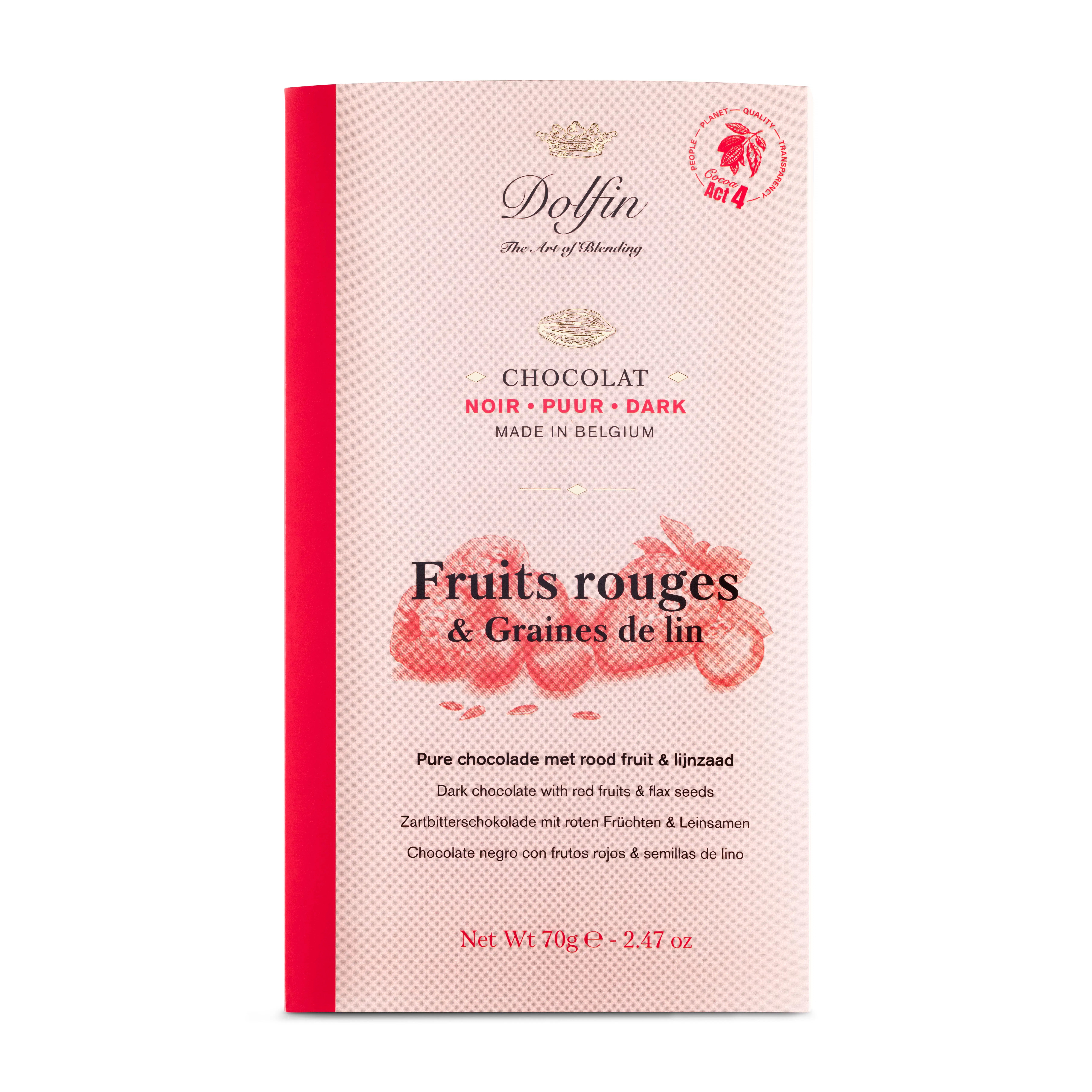 Tablette de Chocolat Noir fruits rouges & graines de lin – 70 g