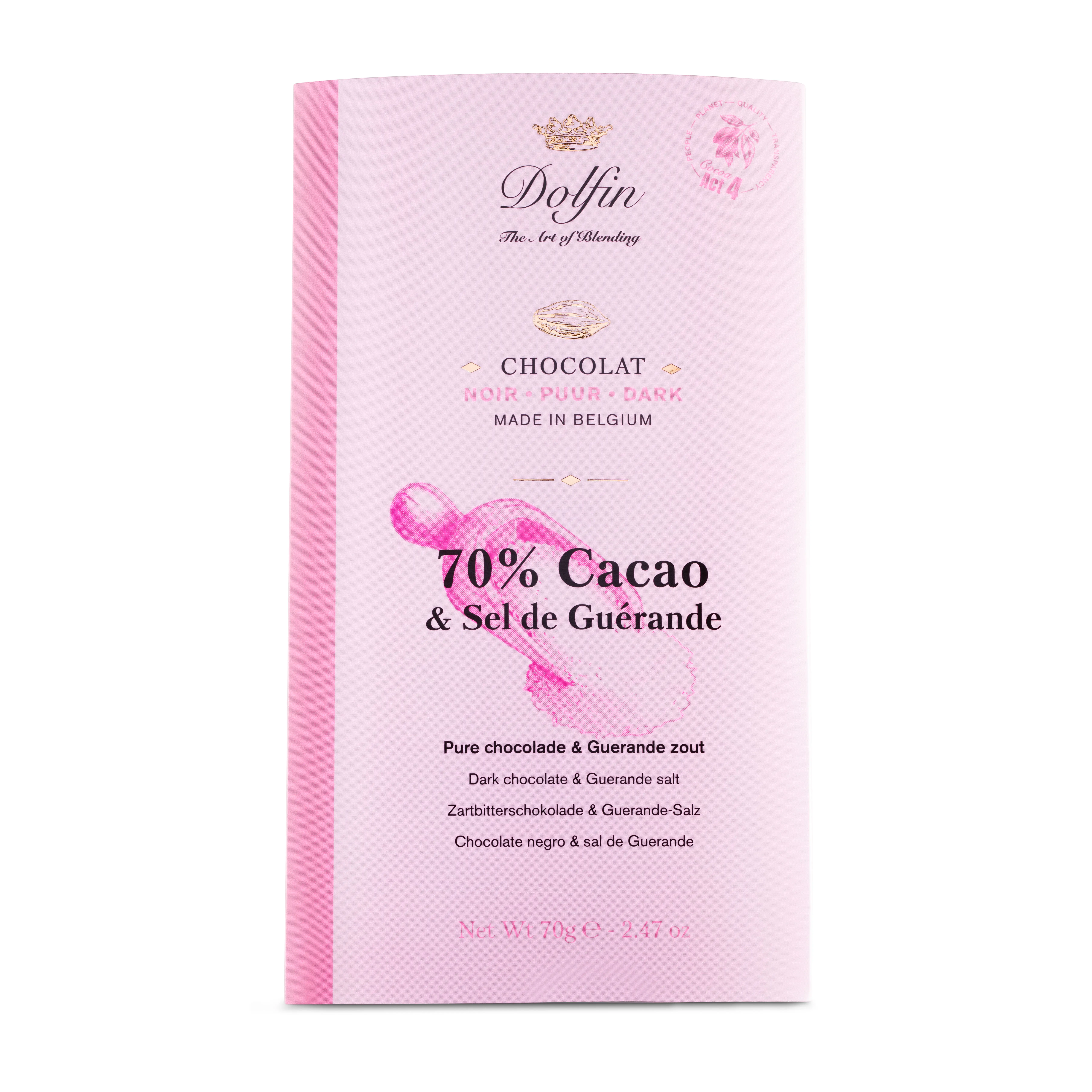 Tablette de Chocolat Noir 70% de cacao & sel de Guérande – 70 g