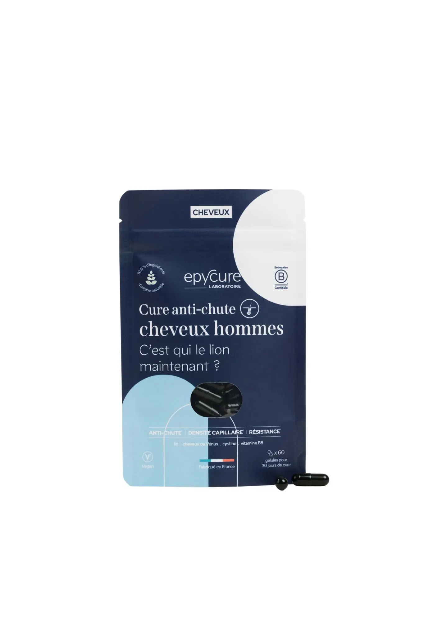 CURE CHUTE DE CHEVEUX HOMMES - PREVIENT LES CHUTES DE CHEVEUX,  STIMULE LA POUSSE, LA DENSITE, RENFORCE - 1 MOIS - Prévention ciblée de la chute de cheveux hormonale chez l'homme.