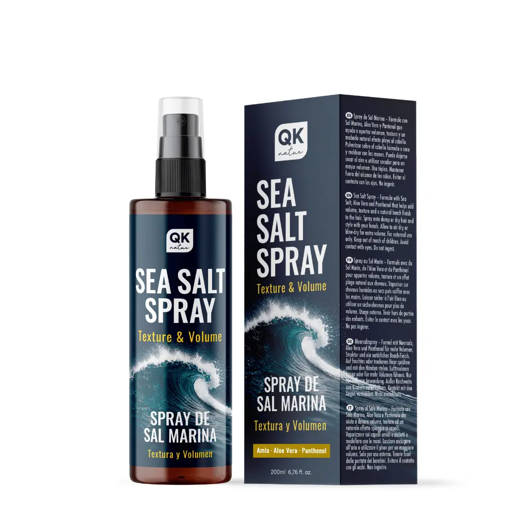 QKnatur Spray de Sal Marina para el Pelo, Textura y Volumen Natural, 200 ml