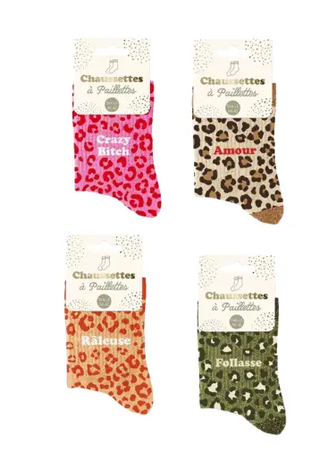 Leopard print glitter socks