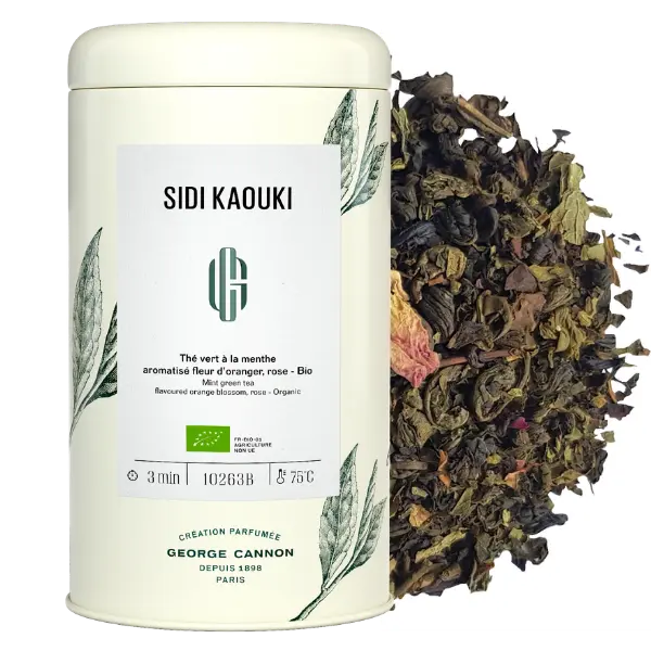 SIDI KAOUKI  Thé vert à la menthe aromatisé à la rose et à la fleur d'oranger Bio