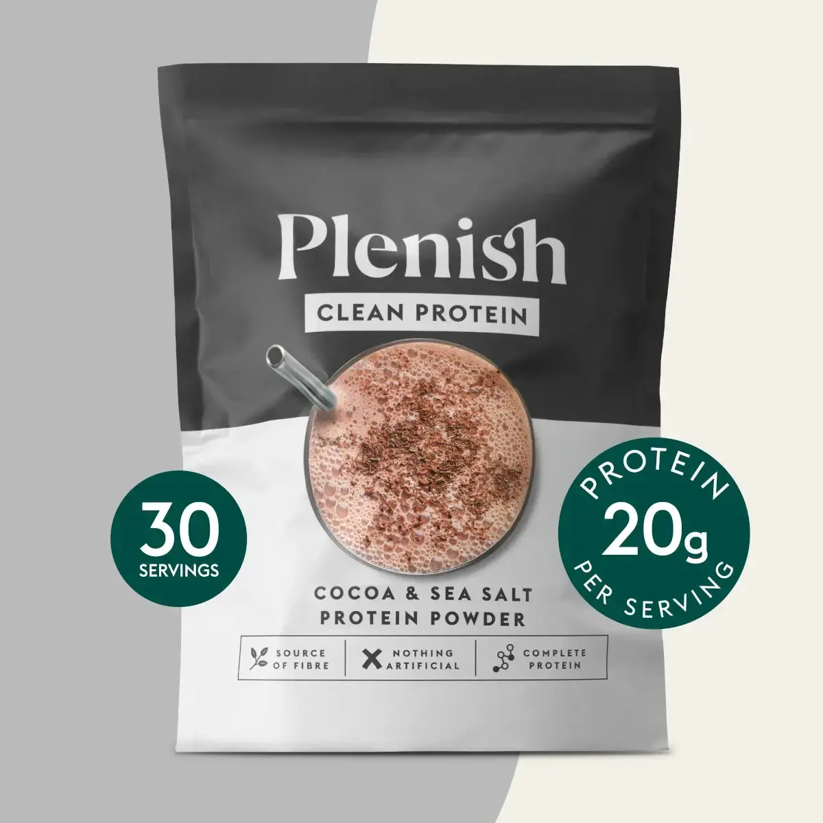 Poudre de protéines végétaliennes Plenish Cacao et sel marin 1 kg