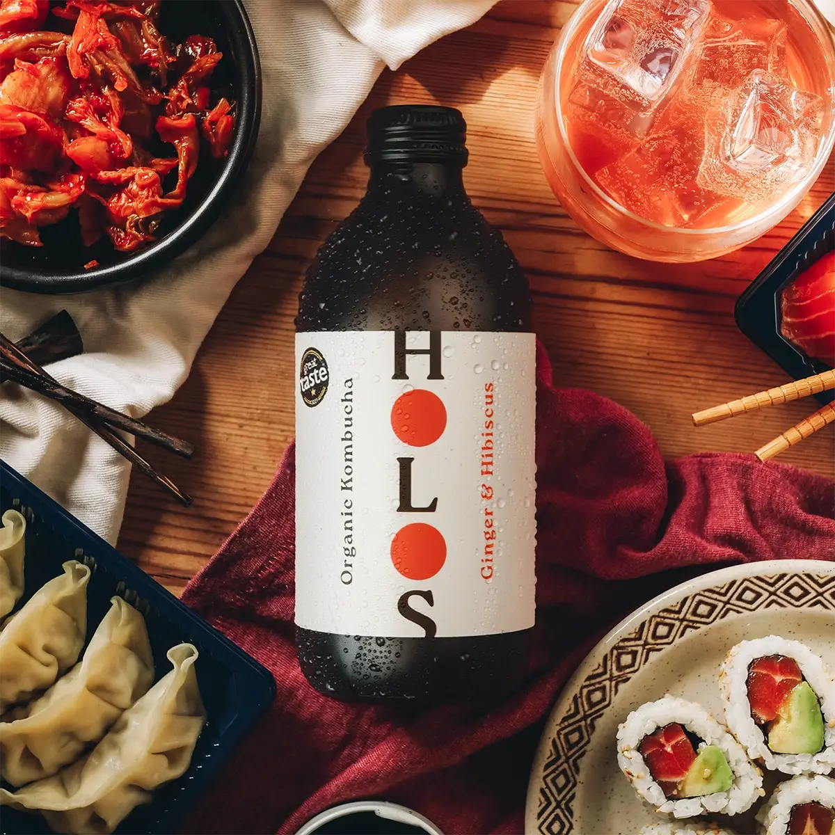 Kombucha bio Holos Gingembre & Hibiscus 330 ml - Lot de 12