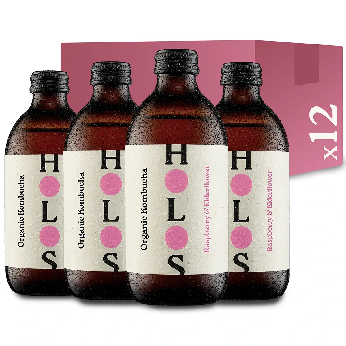 Kombucha bio Holos Framboise & Fleur de Sureau 330 ml - Lot de 12