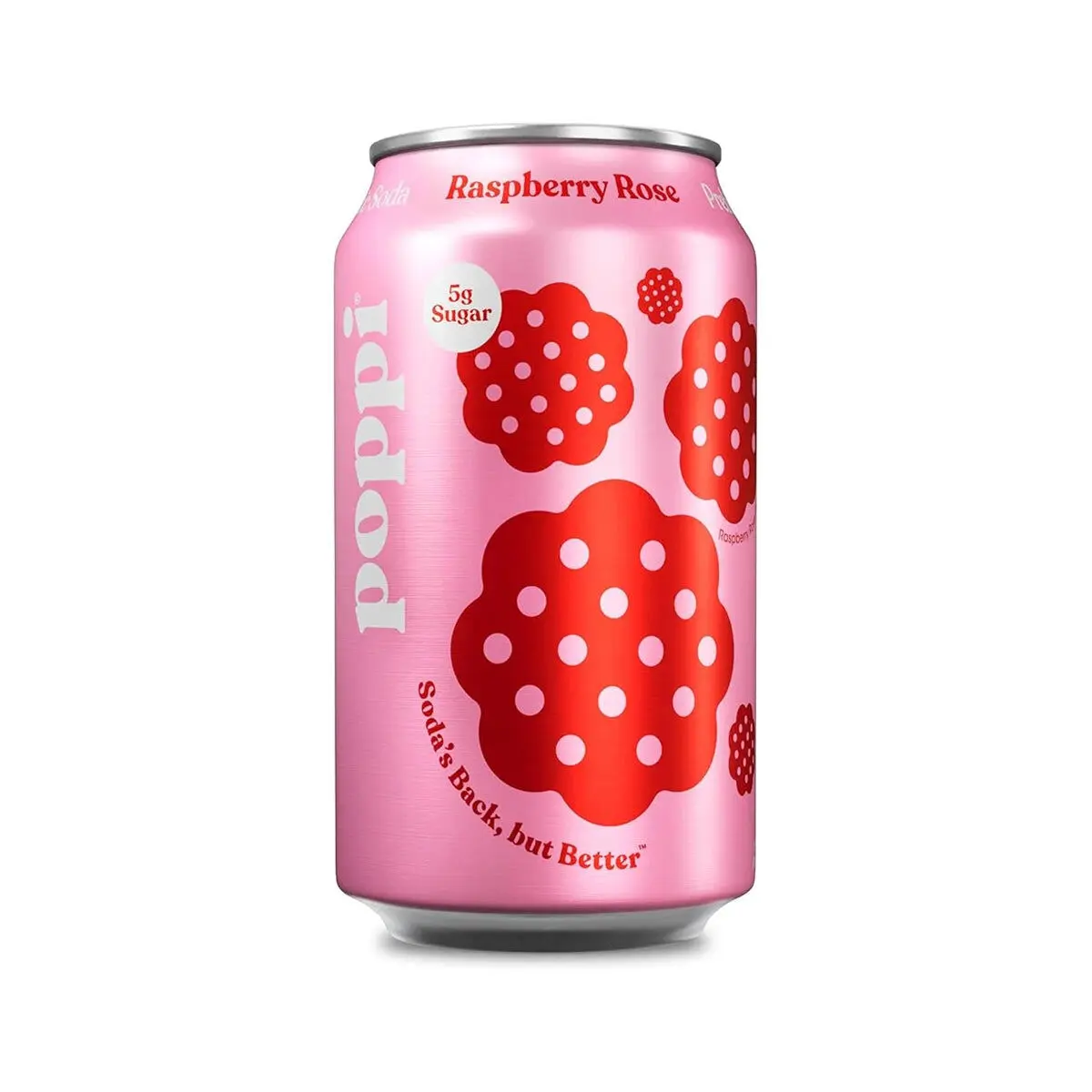 Soda Poppi Framboise et Rose, canette de 330 ml - Lot de 24