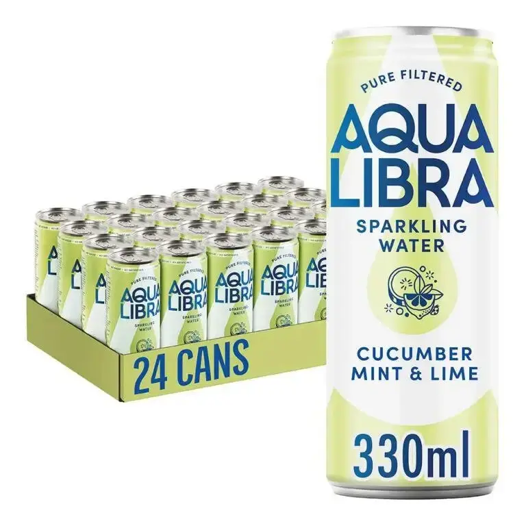 Eau pétillante Aqua Libra Concombre, Menthe et Citron vert 330 ml - Pack de 24