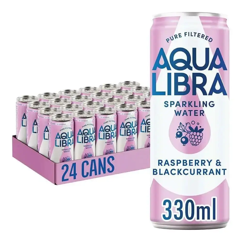 Eau pétillante Aqua Libra Framboise & Cassis 330 ml - Pack de 24