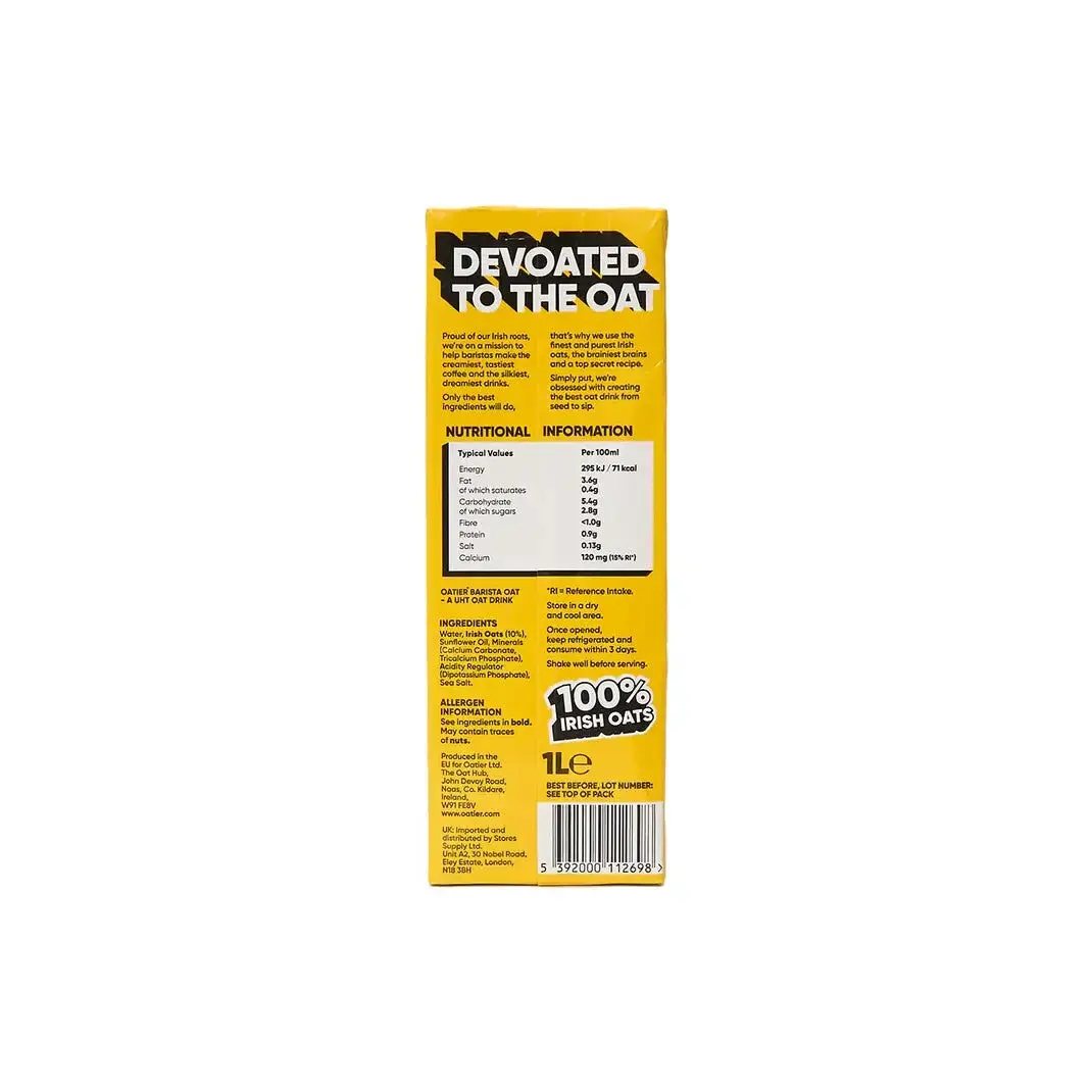 Lait d'avoine Oatier Barista 1L - Lot de 6