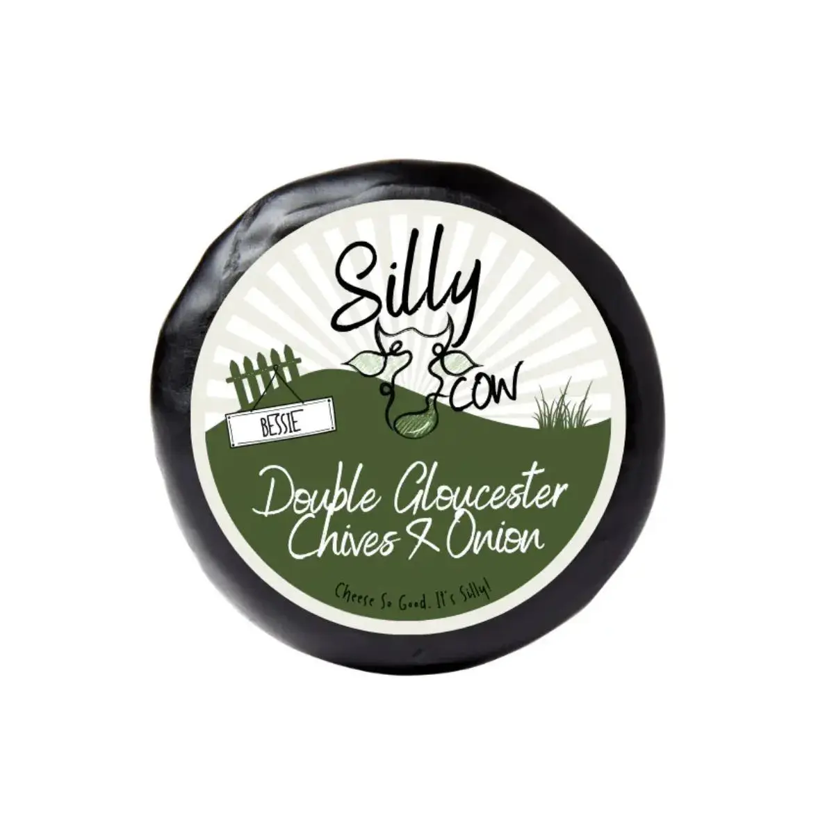 Fromage Silly Cow Double Gloucester aux ciboulettes et oignons, enrobé de cire, 200 g - Boîte de 8