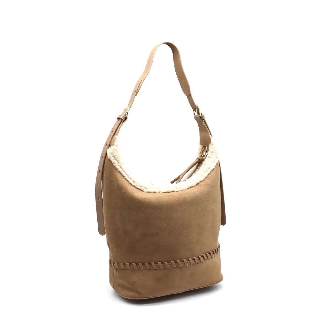 Sac seau effet daim avec doublure moumoute