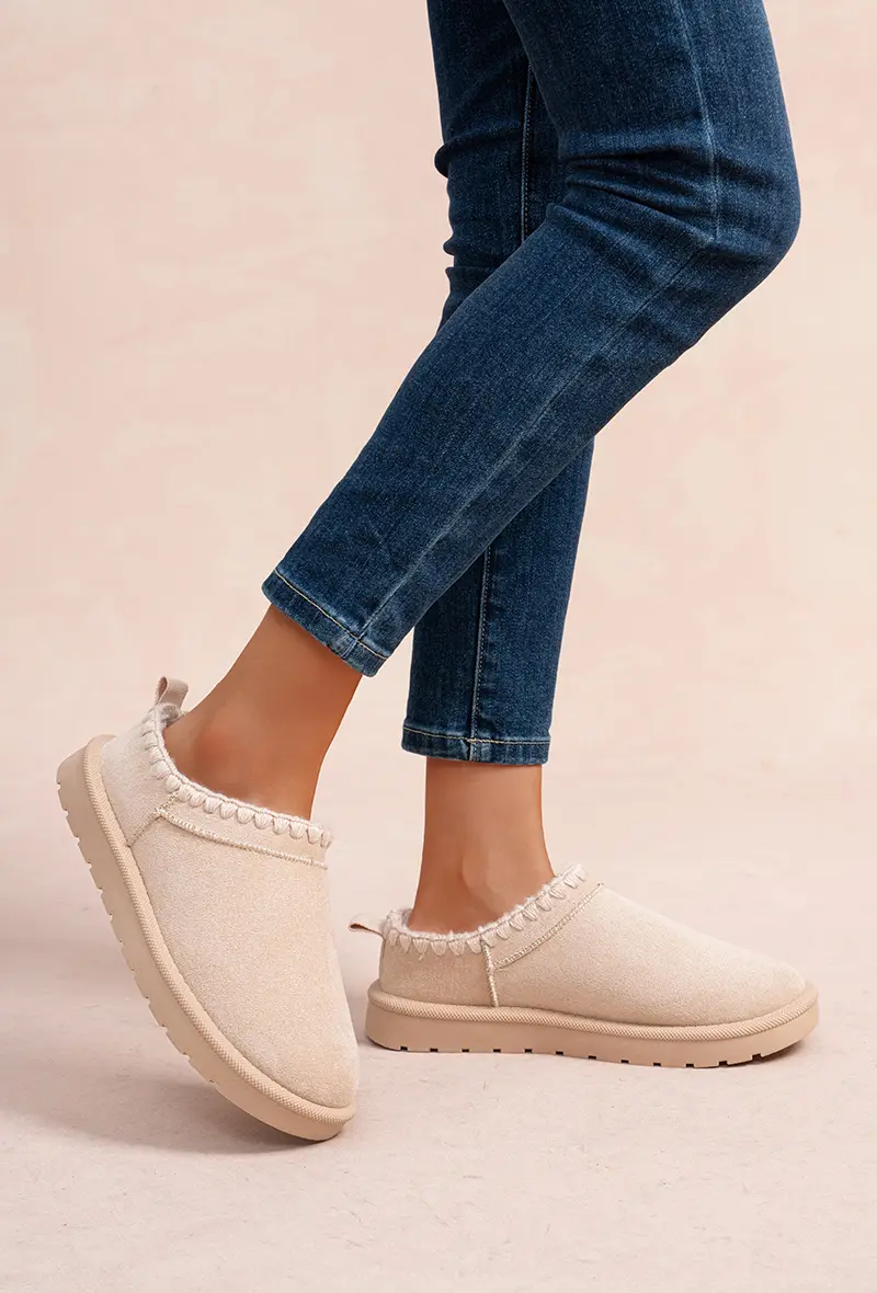 Suede mule slippers with braided trim (Ref: K1880)