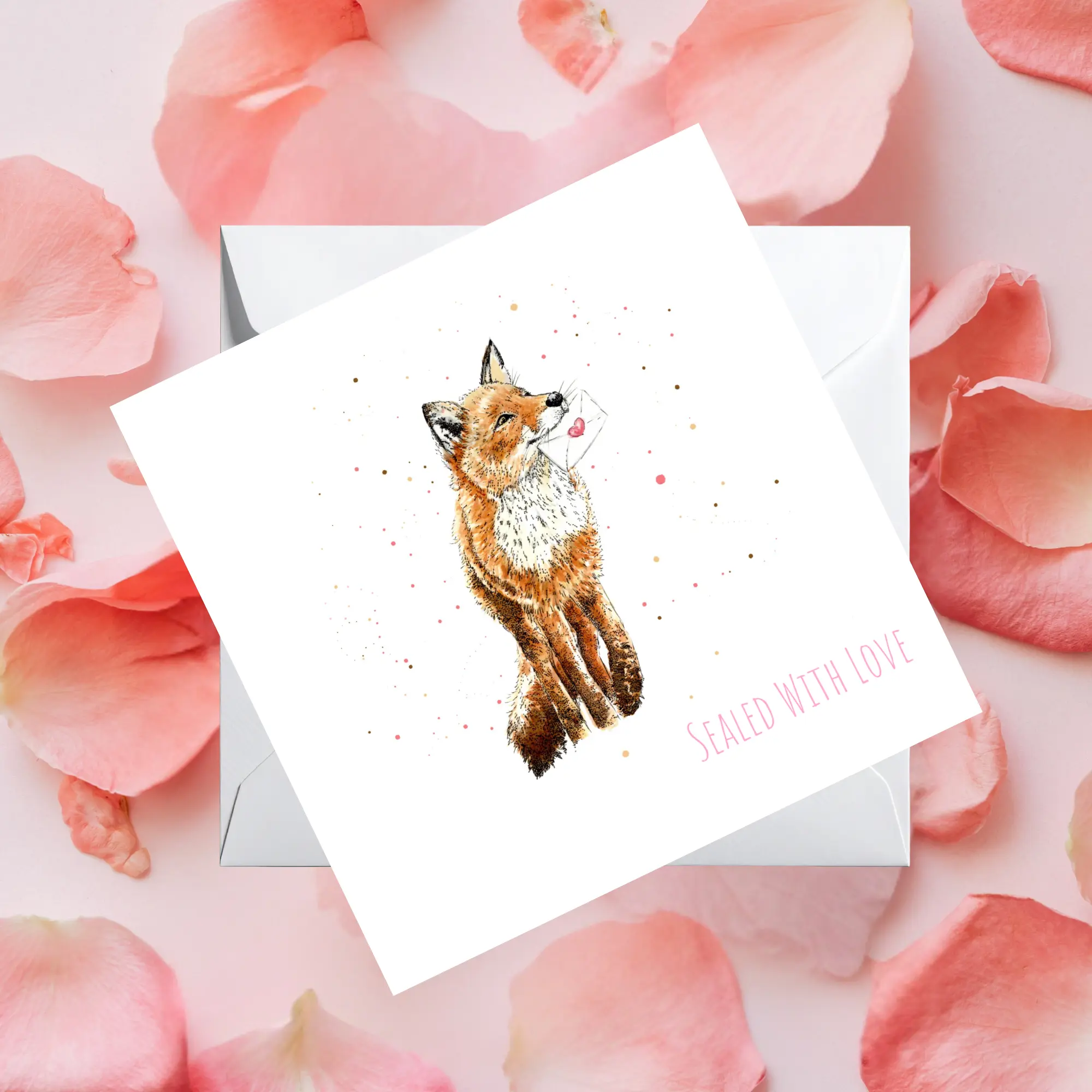 Watercolour Fox – ‘Sealed With Love’ Card