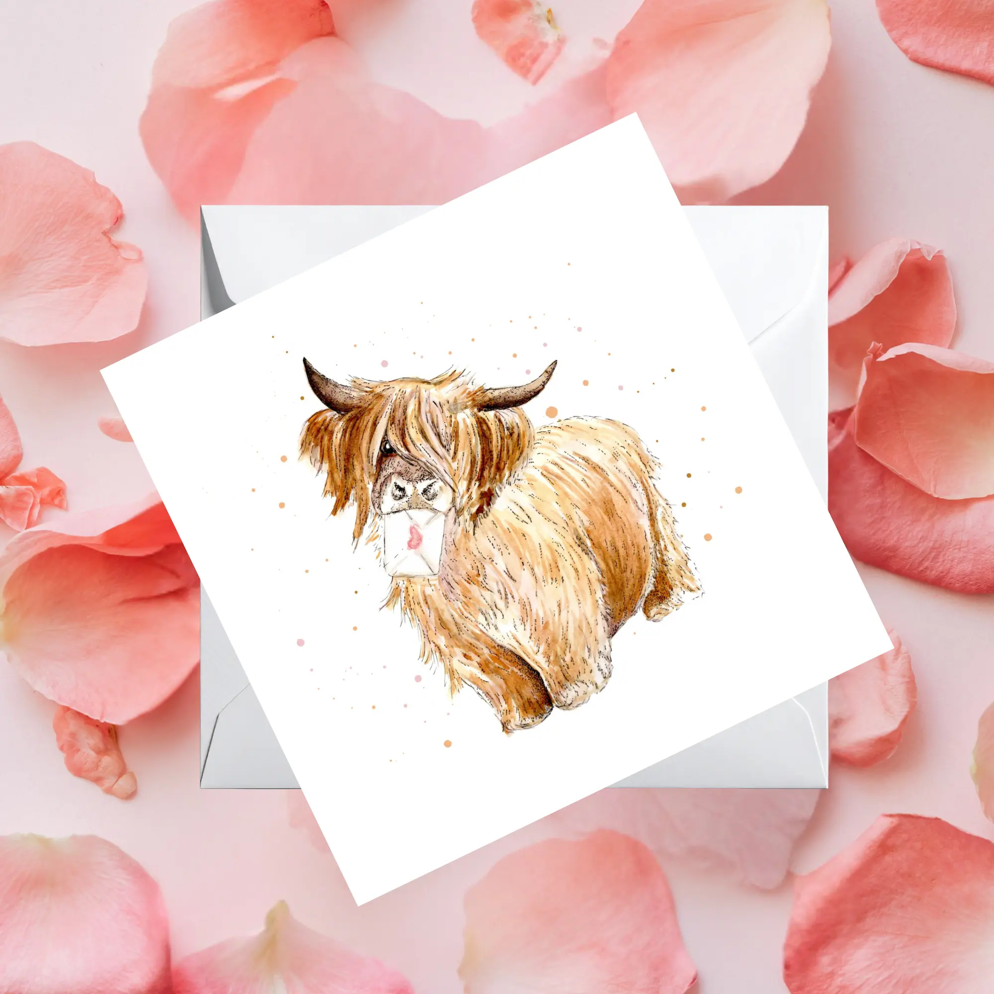 Watercolour Highland Cow Love Letters From The Wild Card
