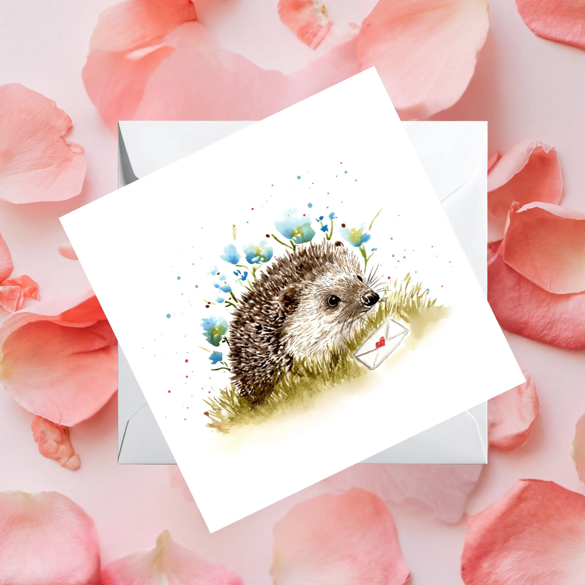 Watercolour Hedgehog - Love Letters From The Wild Card