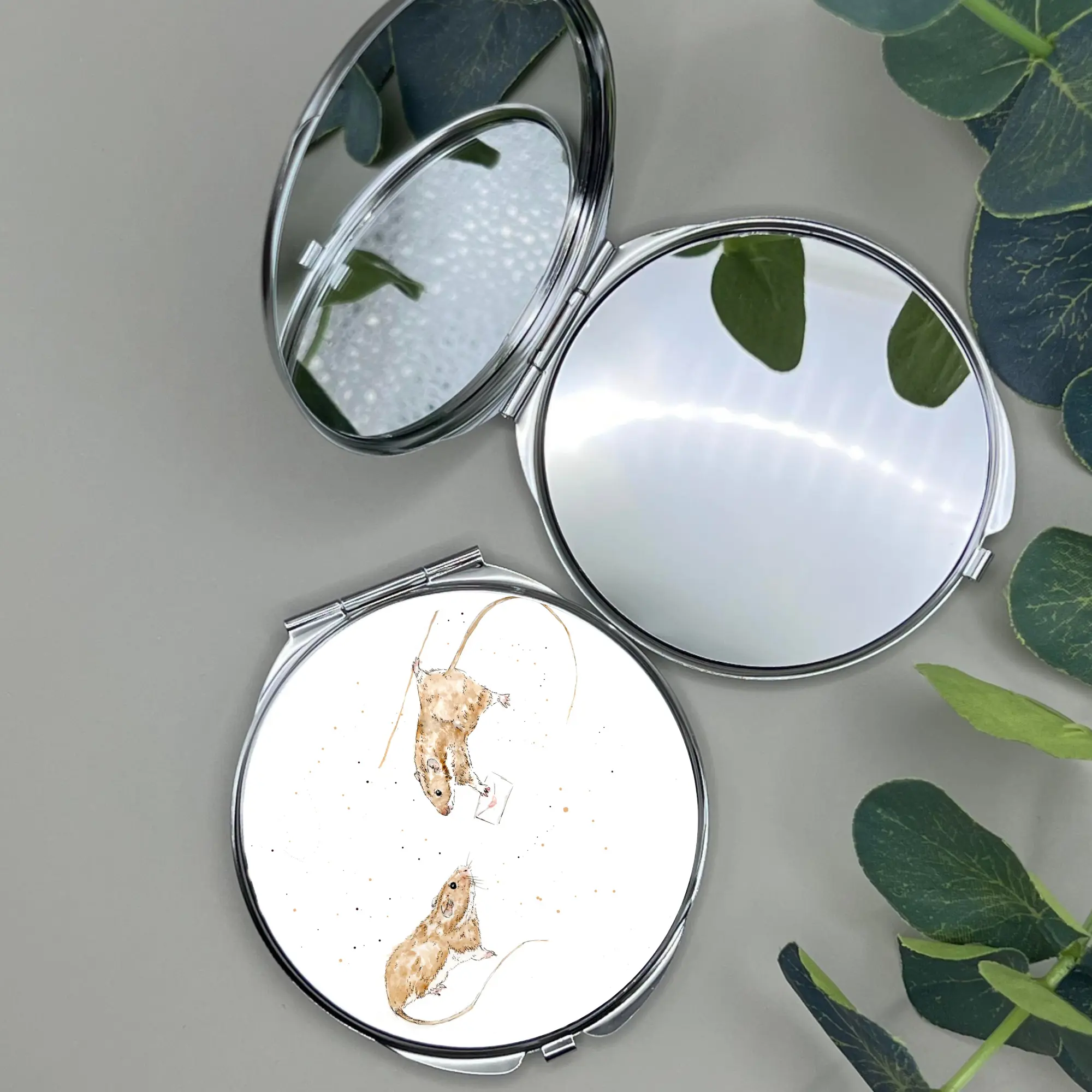 Watercolour Mice Compact Mirror