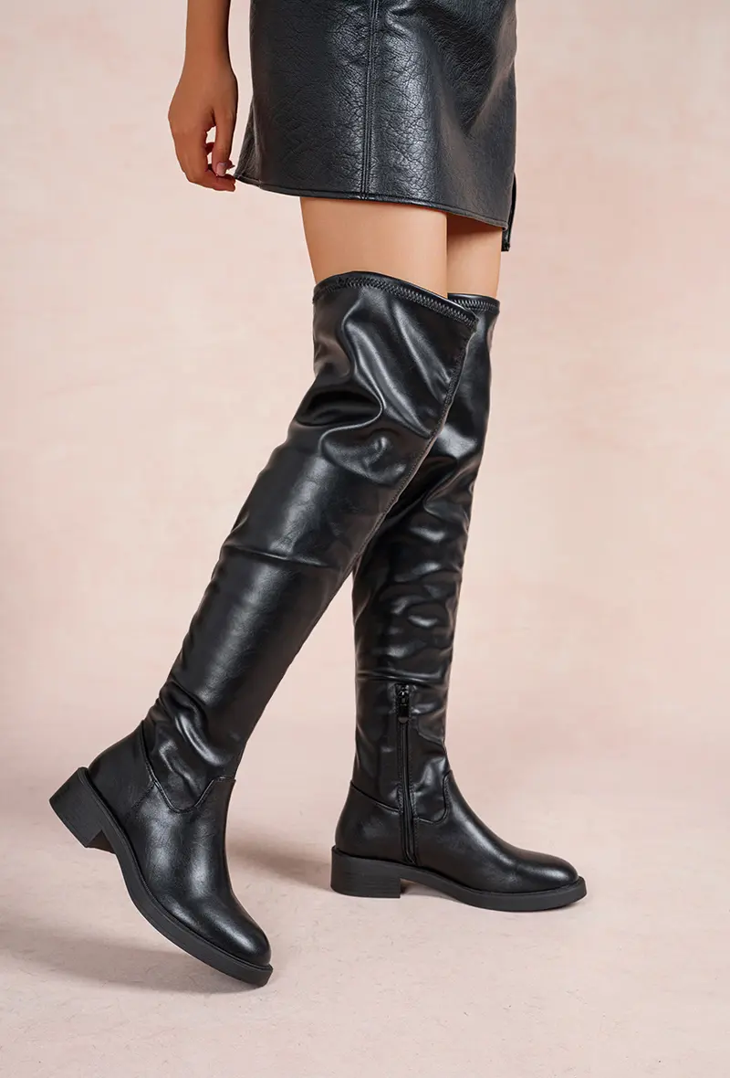 Stretch Flat Thigh High Boots: HQ399