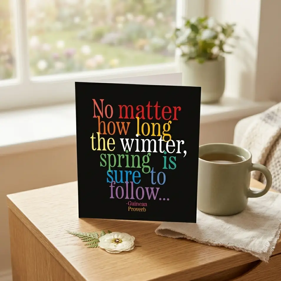 Quotable 5" Greeting Card - No Matter How Long The Winter D353
