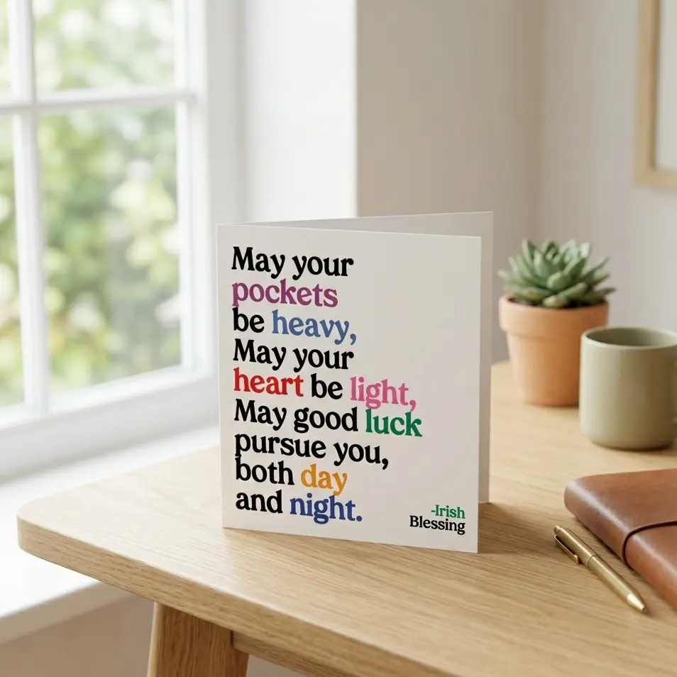 Quotable 5" Greeting Card Blank - May Your Pockets Be Heavy…