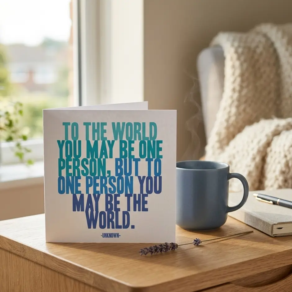 Quotable 5" Greeting Card Blank - To The World You May Be  D110