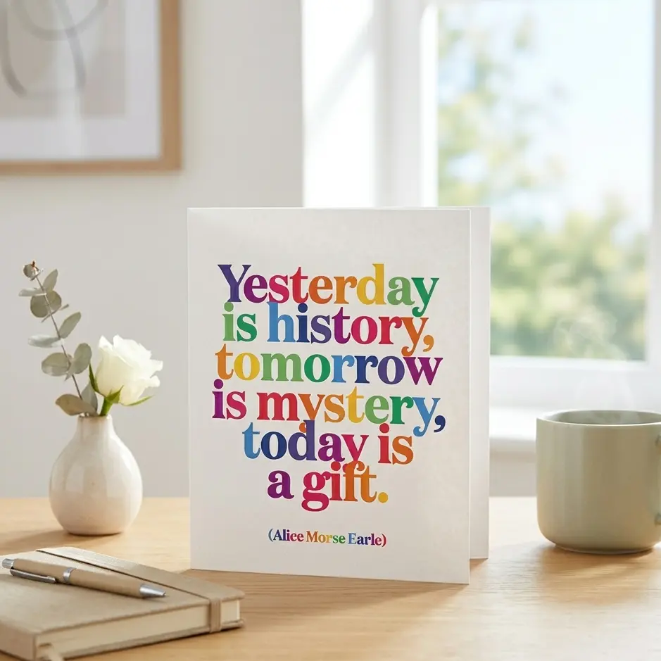 Quotable 5" Greeting Card Blank - Yesterday Is History D69