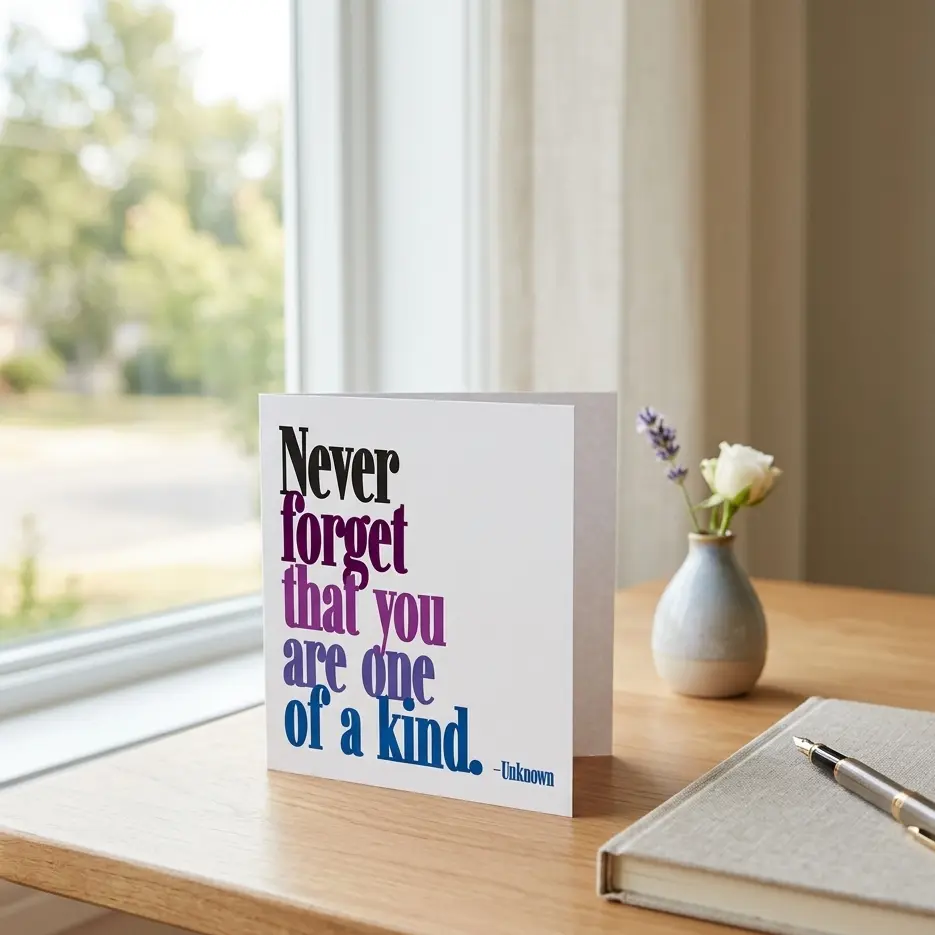 Quotable 5" Greeting Card Blank - You Are One Of A Kind D285