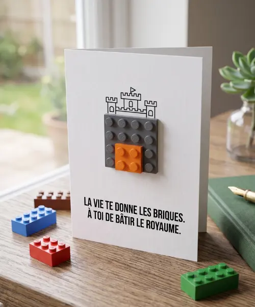 3D Building Brick Greeting Card – "Build the Kingdom" Postal Card