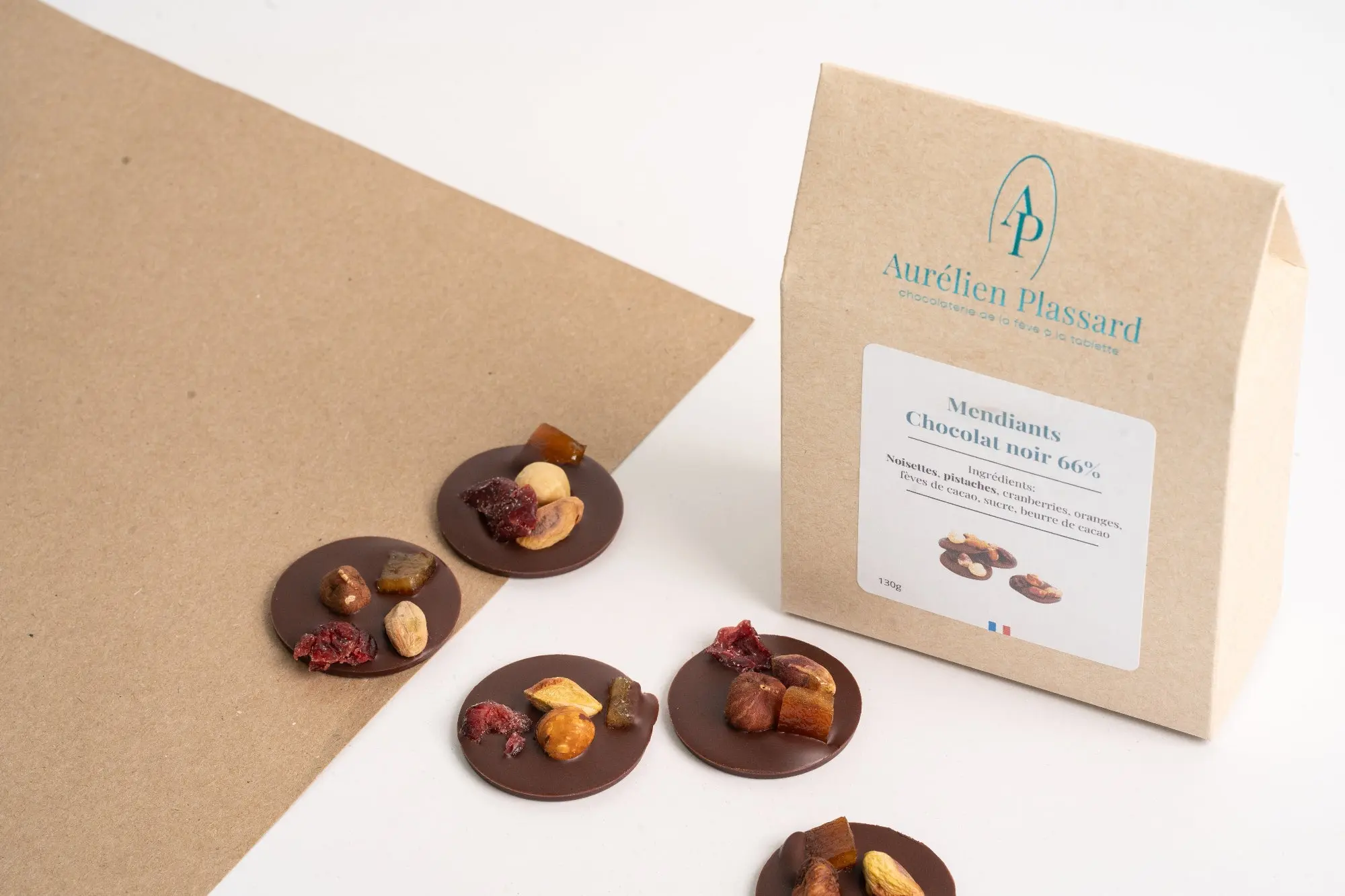 Mendiants chocolat noir 66% de cacao