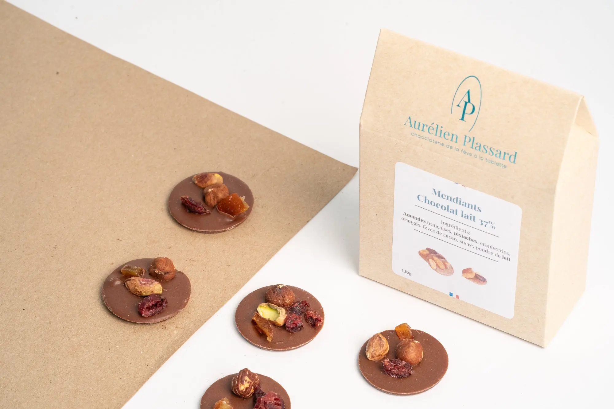 Mendiants chocolat au lait 37% de cacao