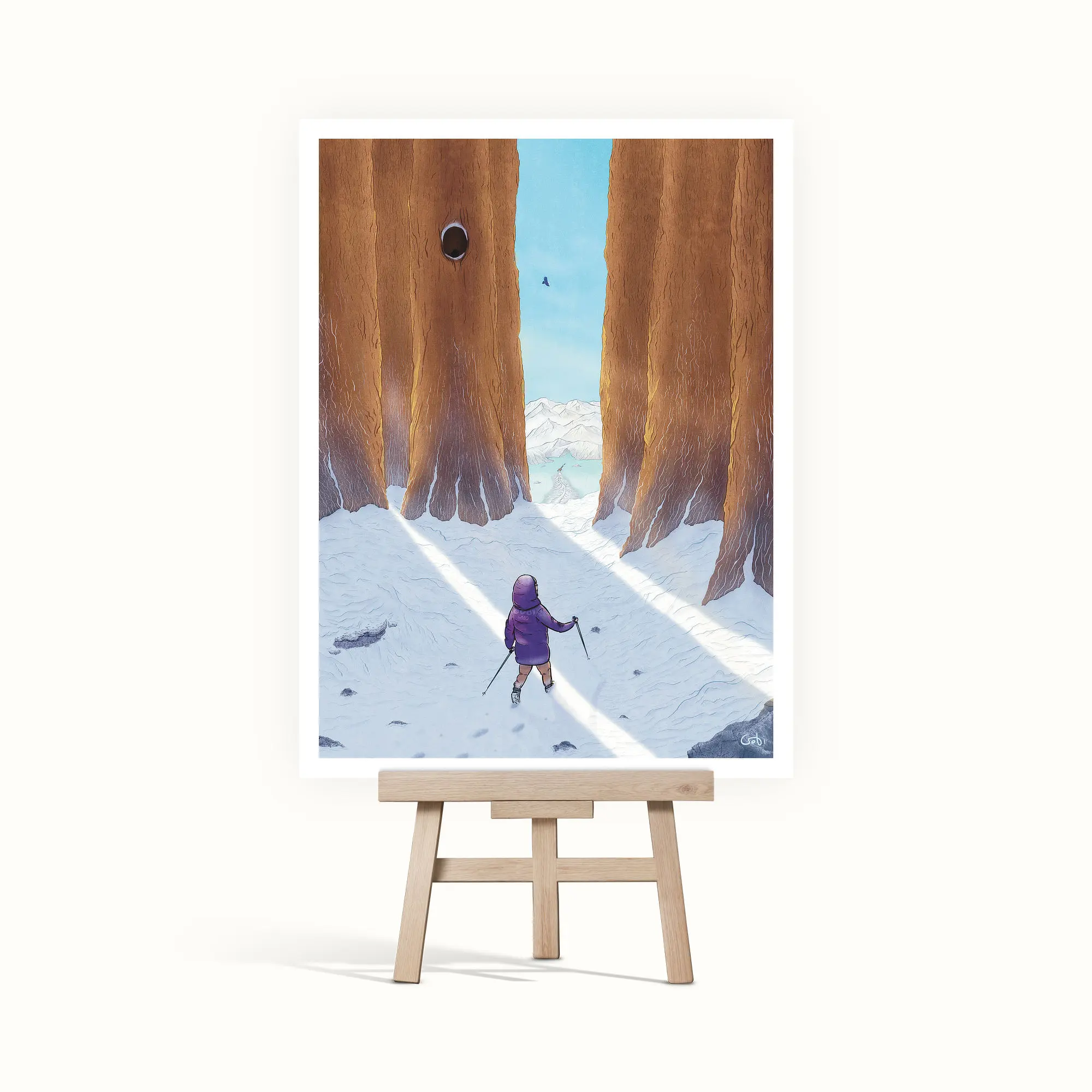 Petite affiche séquoias enneigés • 12 × 16 cm | La marche polaire