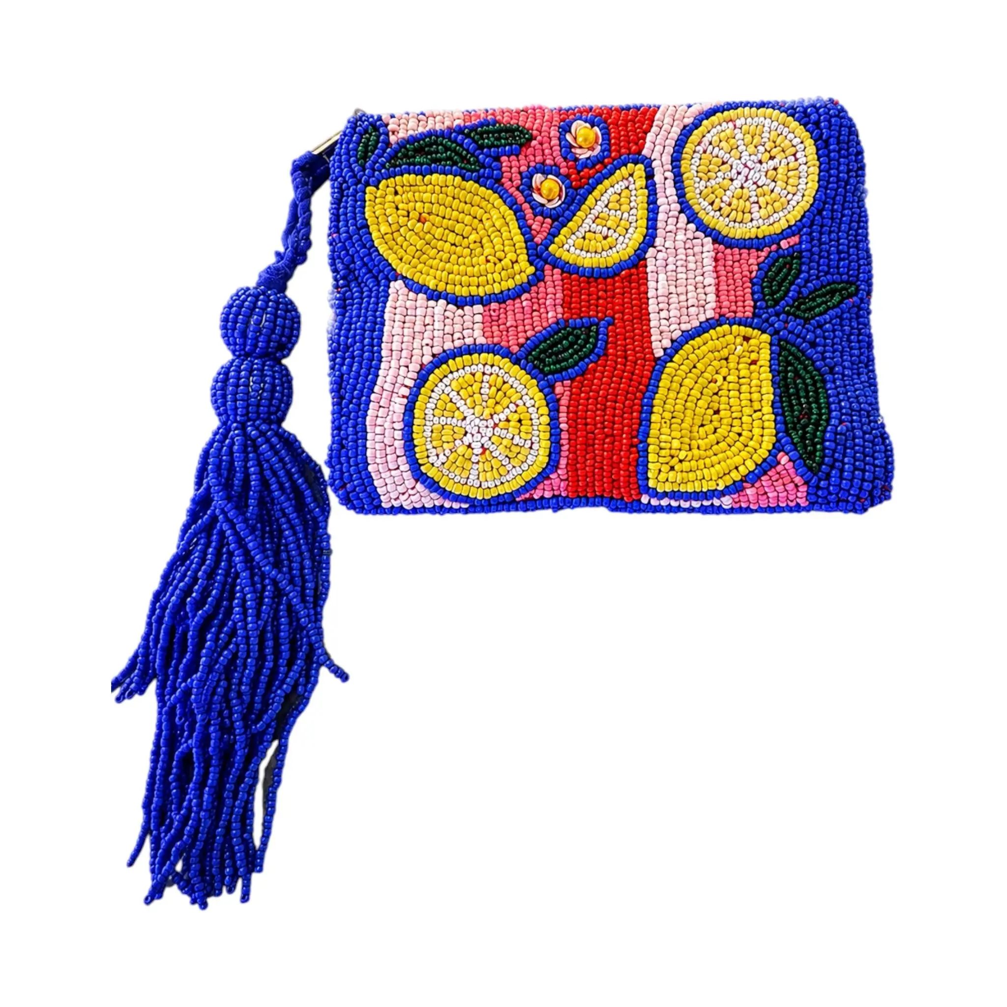 Capri Lemon Embroidered Pouch