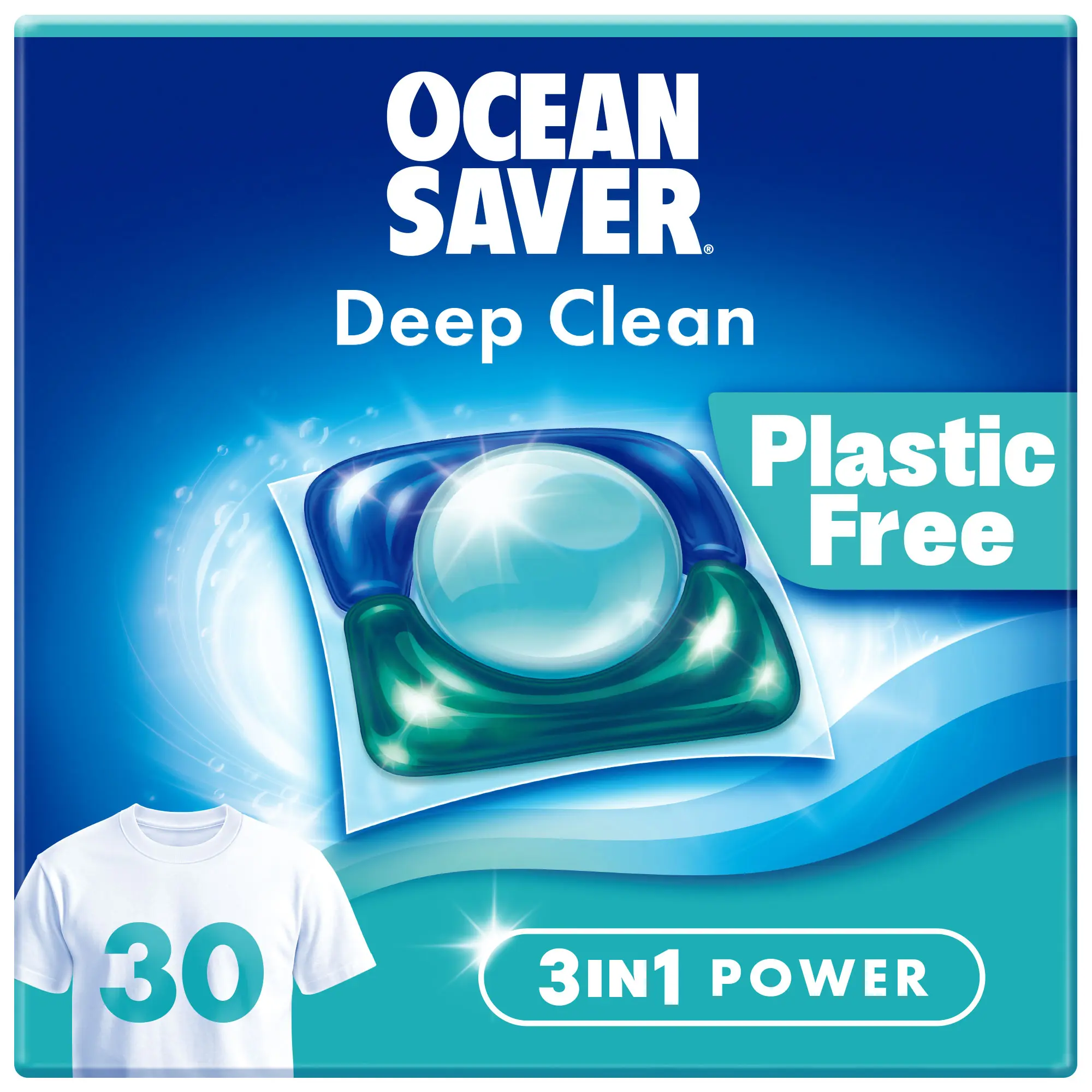 OceanSaver sans plastique, 30 capsules bio nettoyantes en profondeur x6